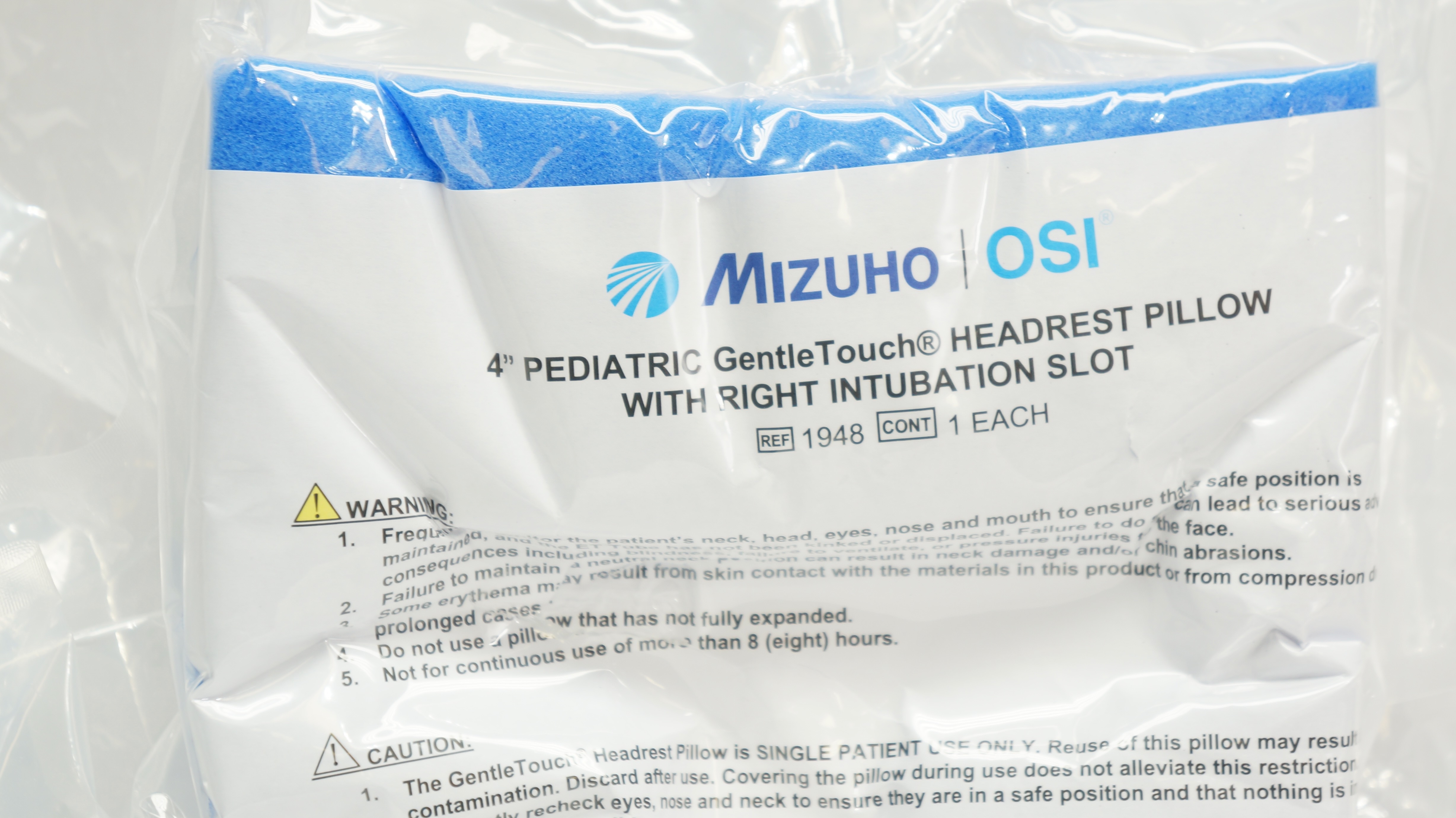 Mizuho OSI 1948 GentleTouch Pediatric 4inch  Pillow w/Right Intubation Slot