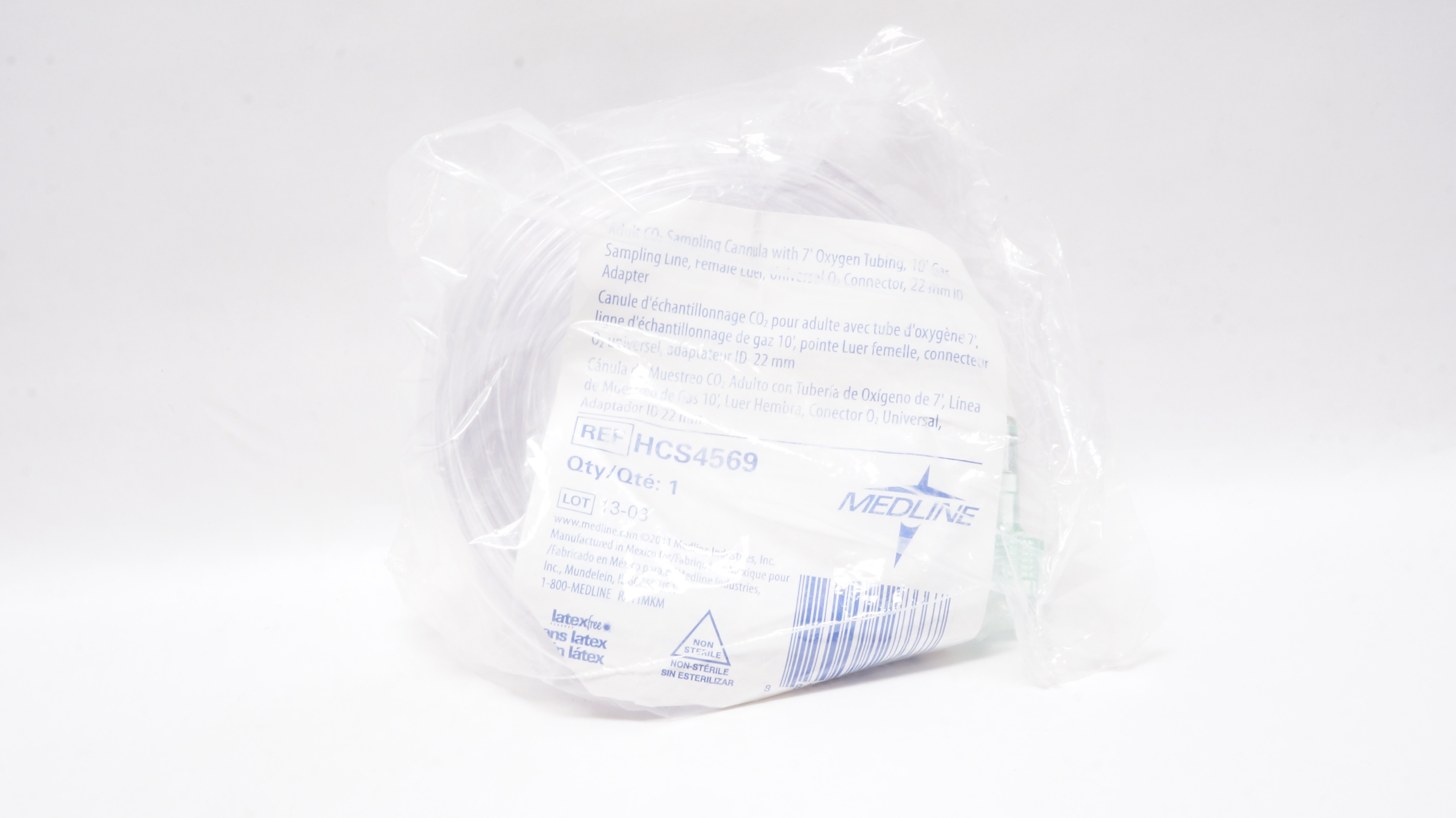 Medline HCS4569 Adult CO2 Sampling Cannula w/ 7' Oxygen Tubing