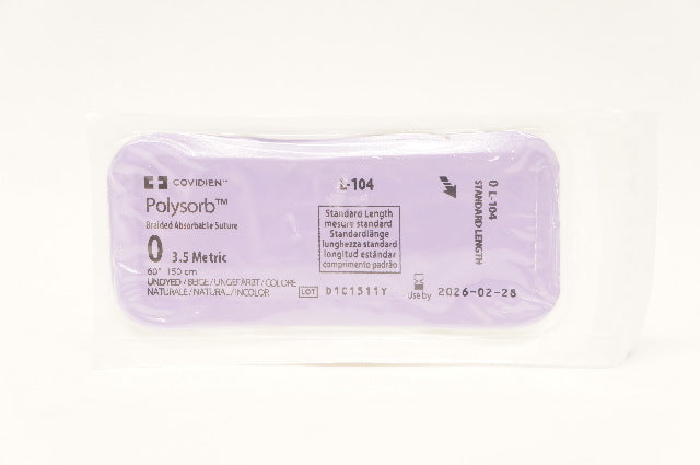 Covidien L-104 0 3.5m Polysorb Braided Absorbable Stre, 60inch