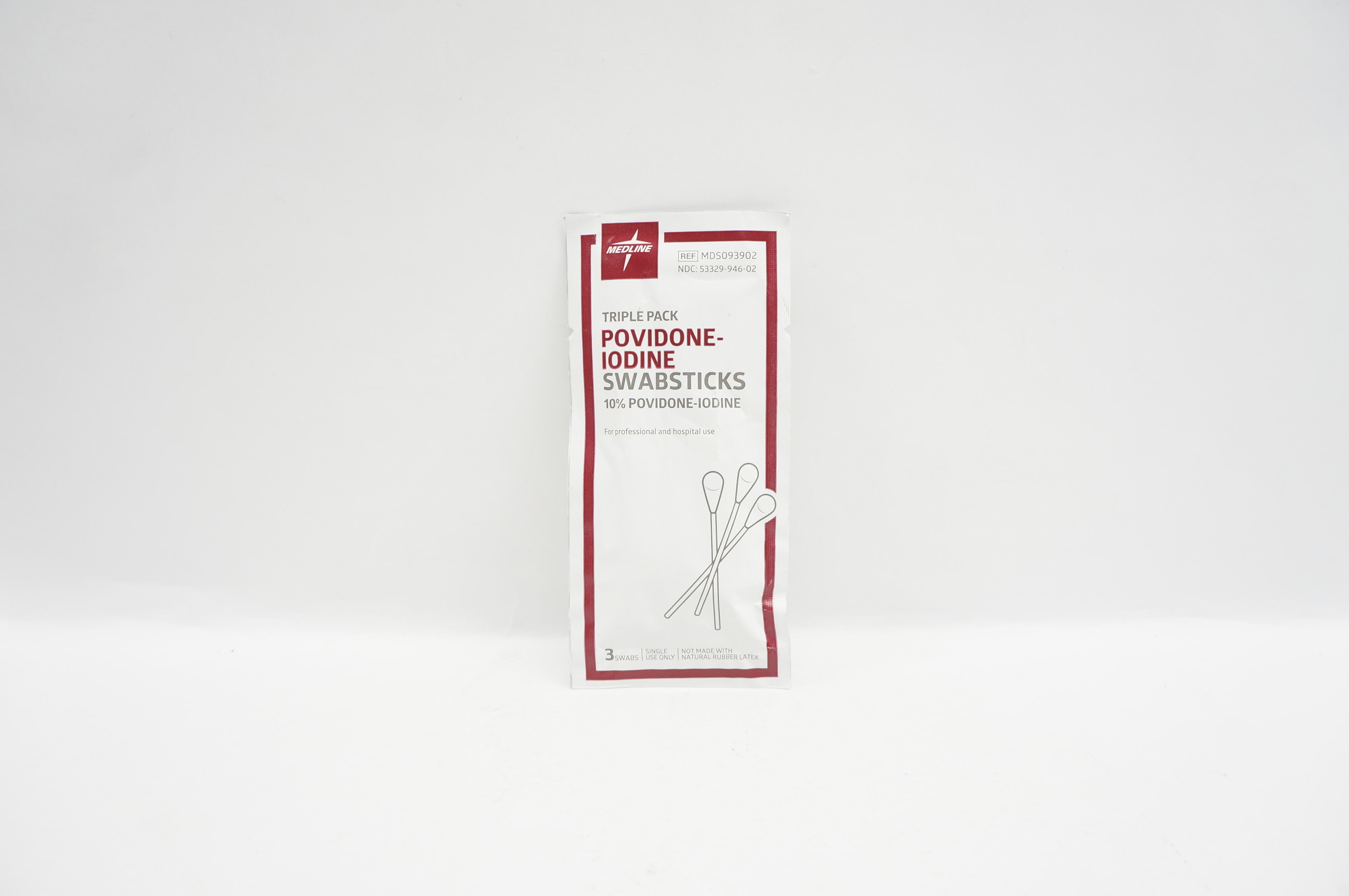 Medline MDS093902 Triple Pack 10% Povidone-Iodine Swabsticks -  Pack of 3