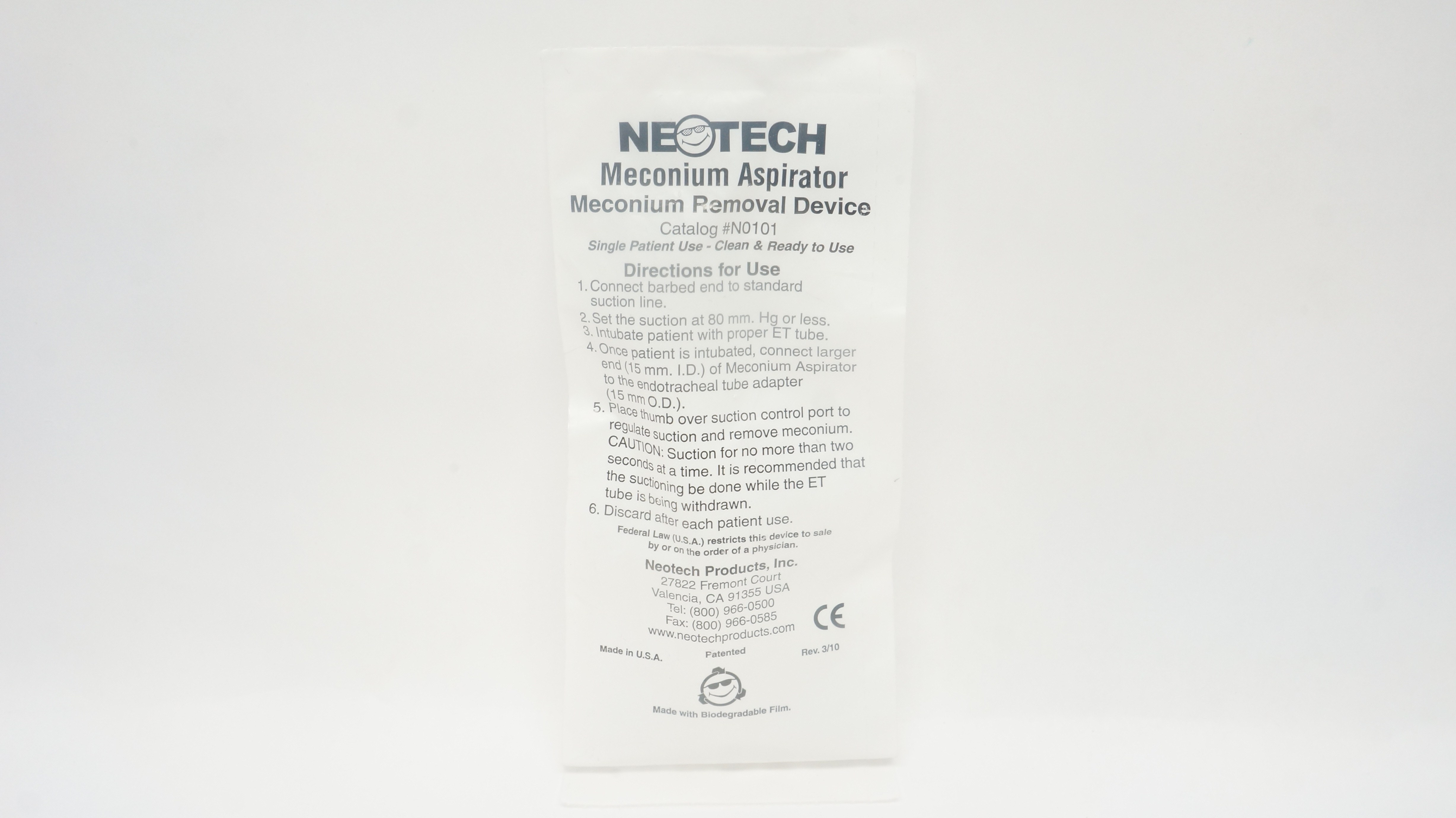 Neotech N0101 Meconium Aspirator Meconium Removal Device