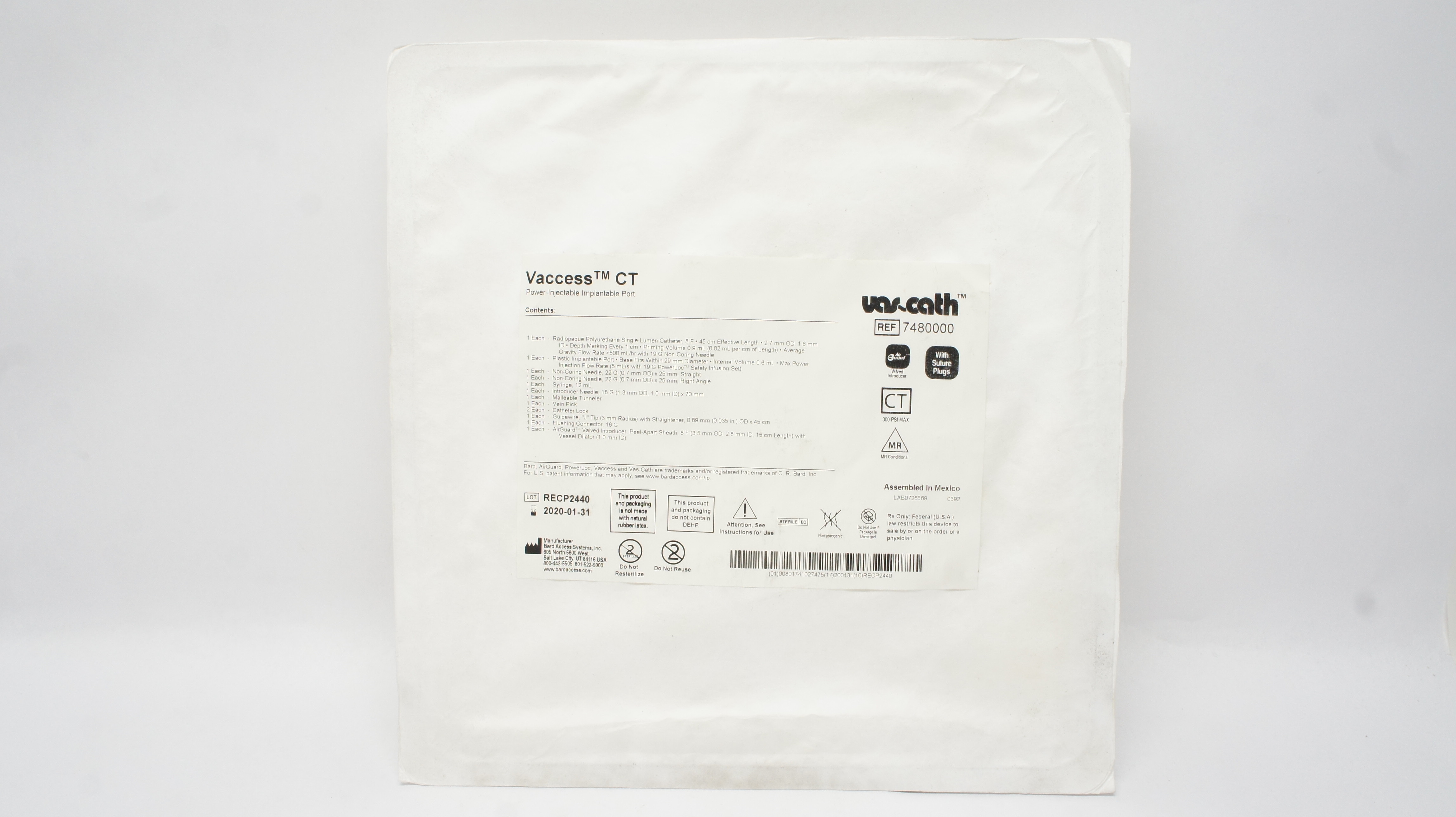 Bard 7480000 Vaccess CT Power-Injectable Implantable Port (x)