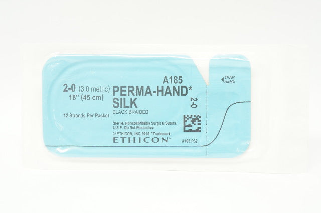 Ethicon A185 2-0 Perma-Hand Silk Stre Black Braided, 18inch