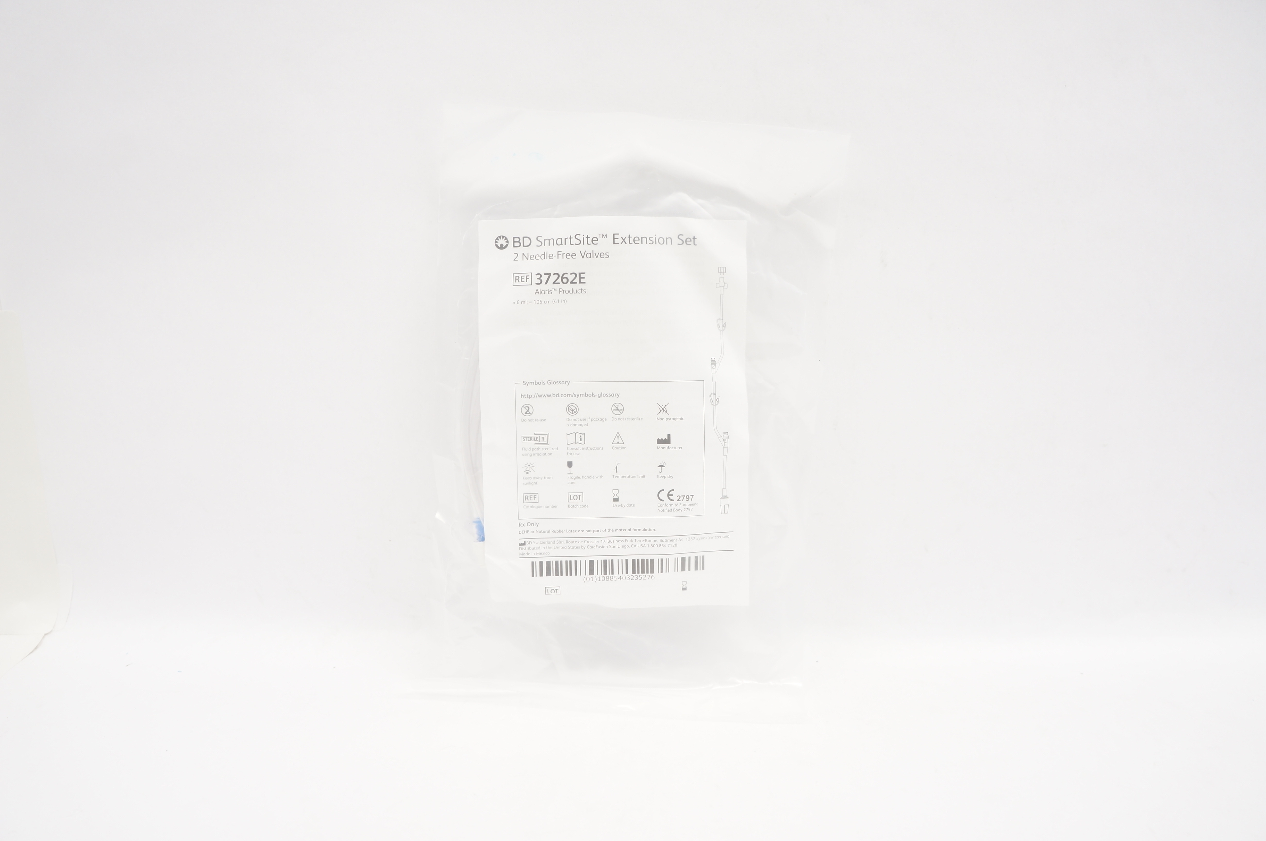 BD 37262E Alaris SmartSite Extension Set 2 Ndle-Free Valves 6ml x 41inch (x)