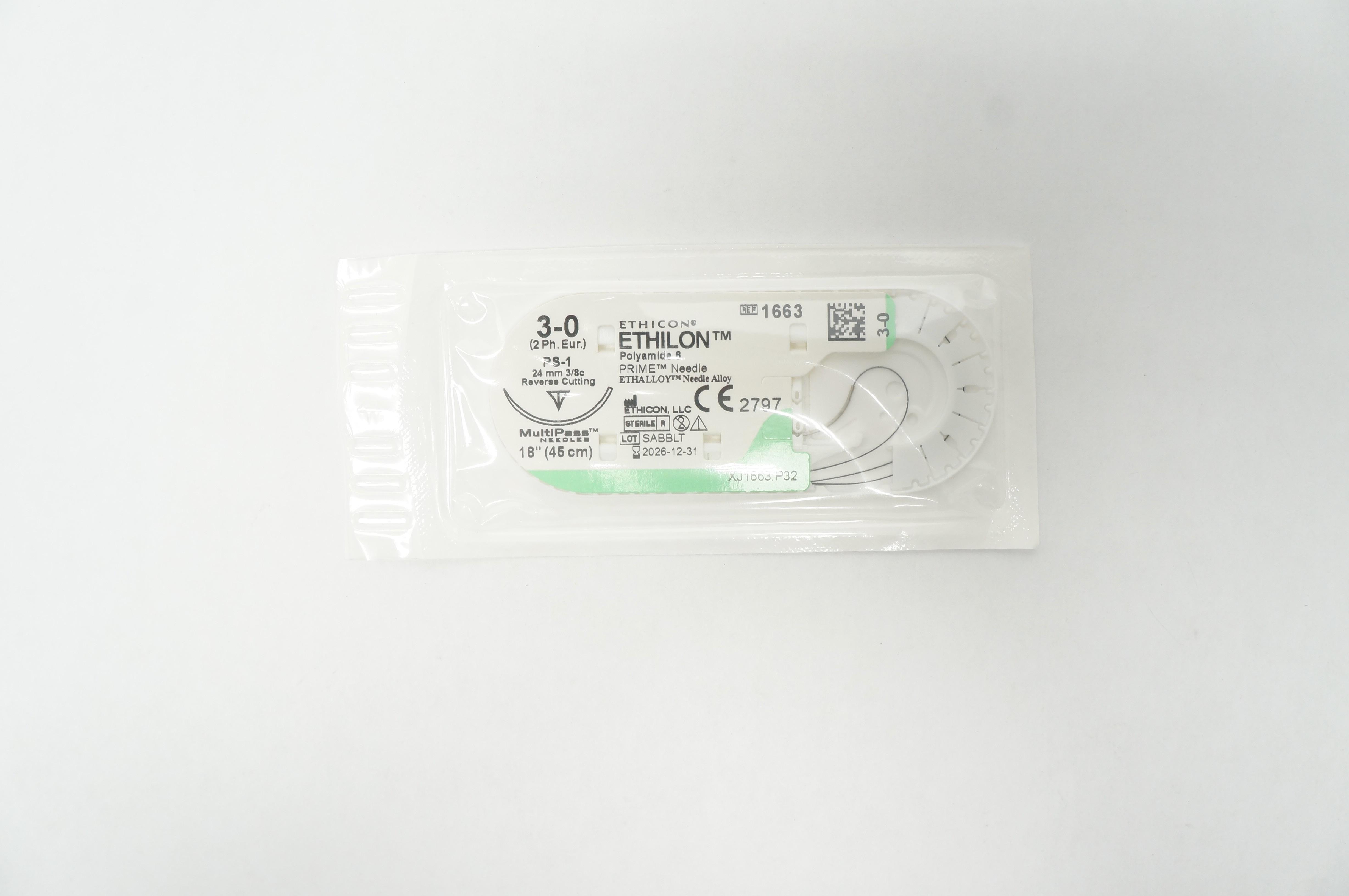 Ethicon 1667 4-0 Ethilon PS-2 19mm 3/8c Reverse Cutting, 18inch