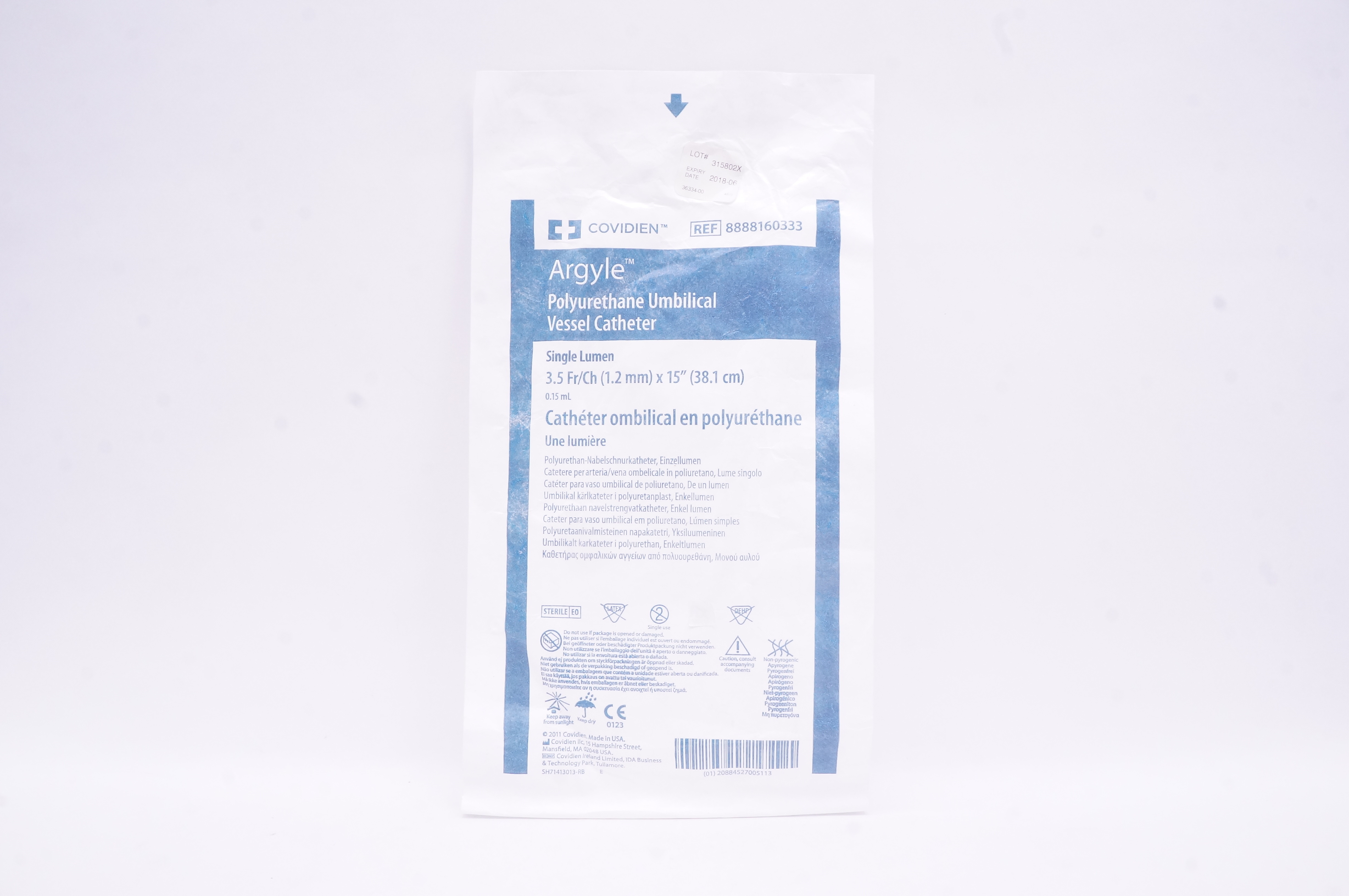 Covidien 8888160333 Argyle Umbilical Vessel Cath. 3.5Fr/Ch x 15inch x 0.15mL (x)