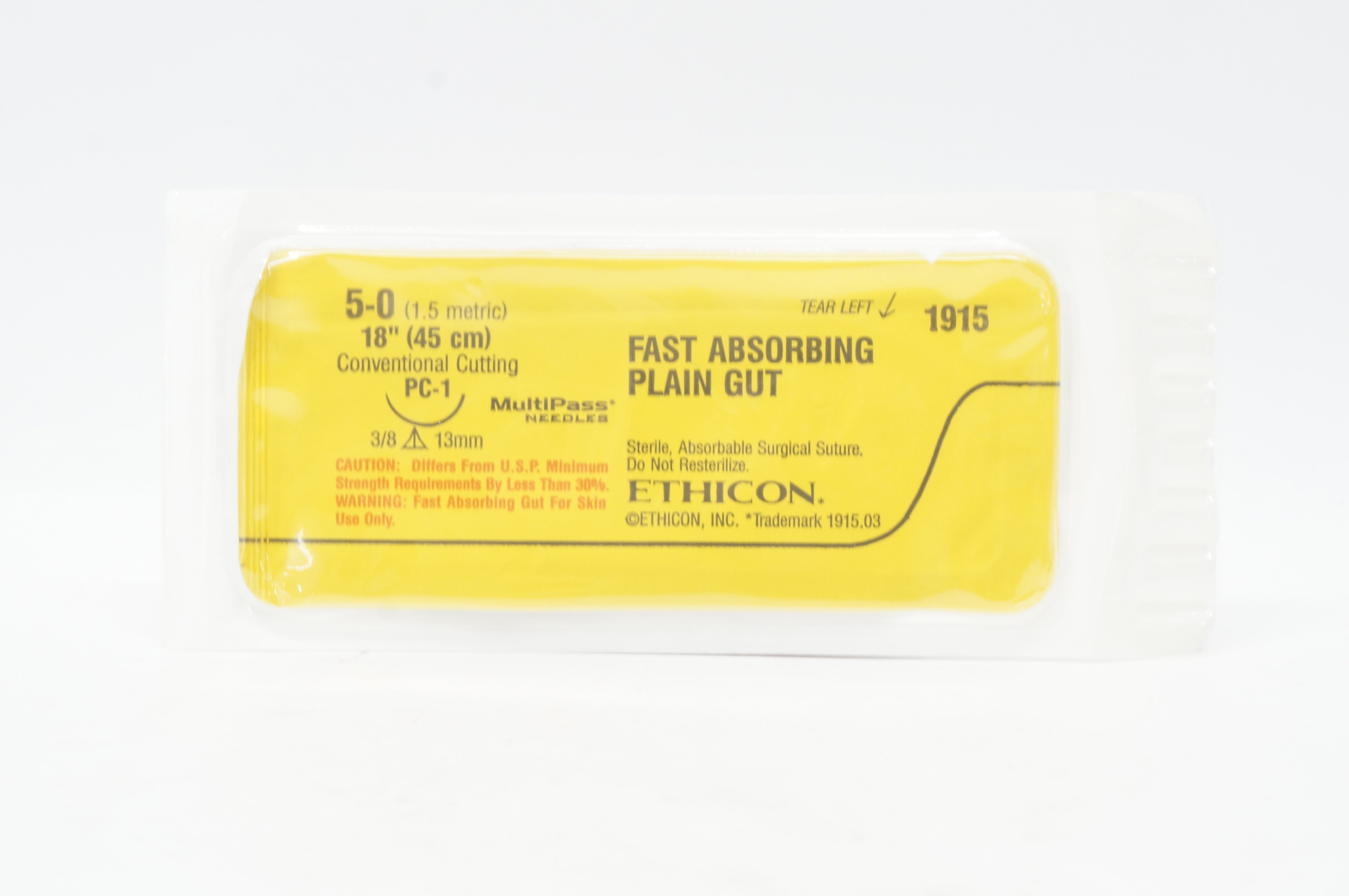 Ethicon 1915 5-0 Plain Gut PC-1 3/8 13mm Conventional Cutting 18 inch (x)