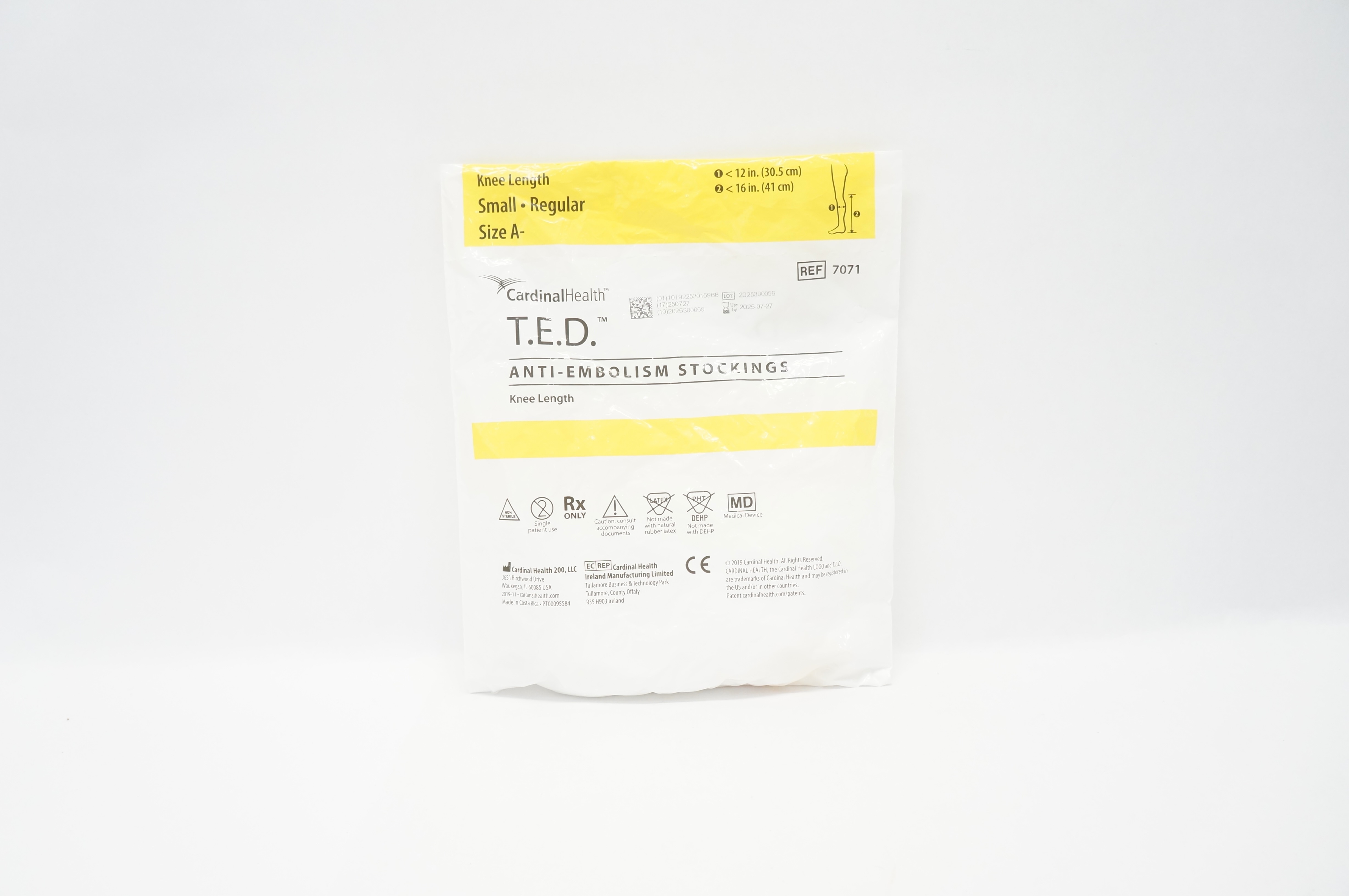 Cardinal Health 7071 T.E.D. Anti-Embolism Stockings Small Size A <12inch <16inch