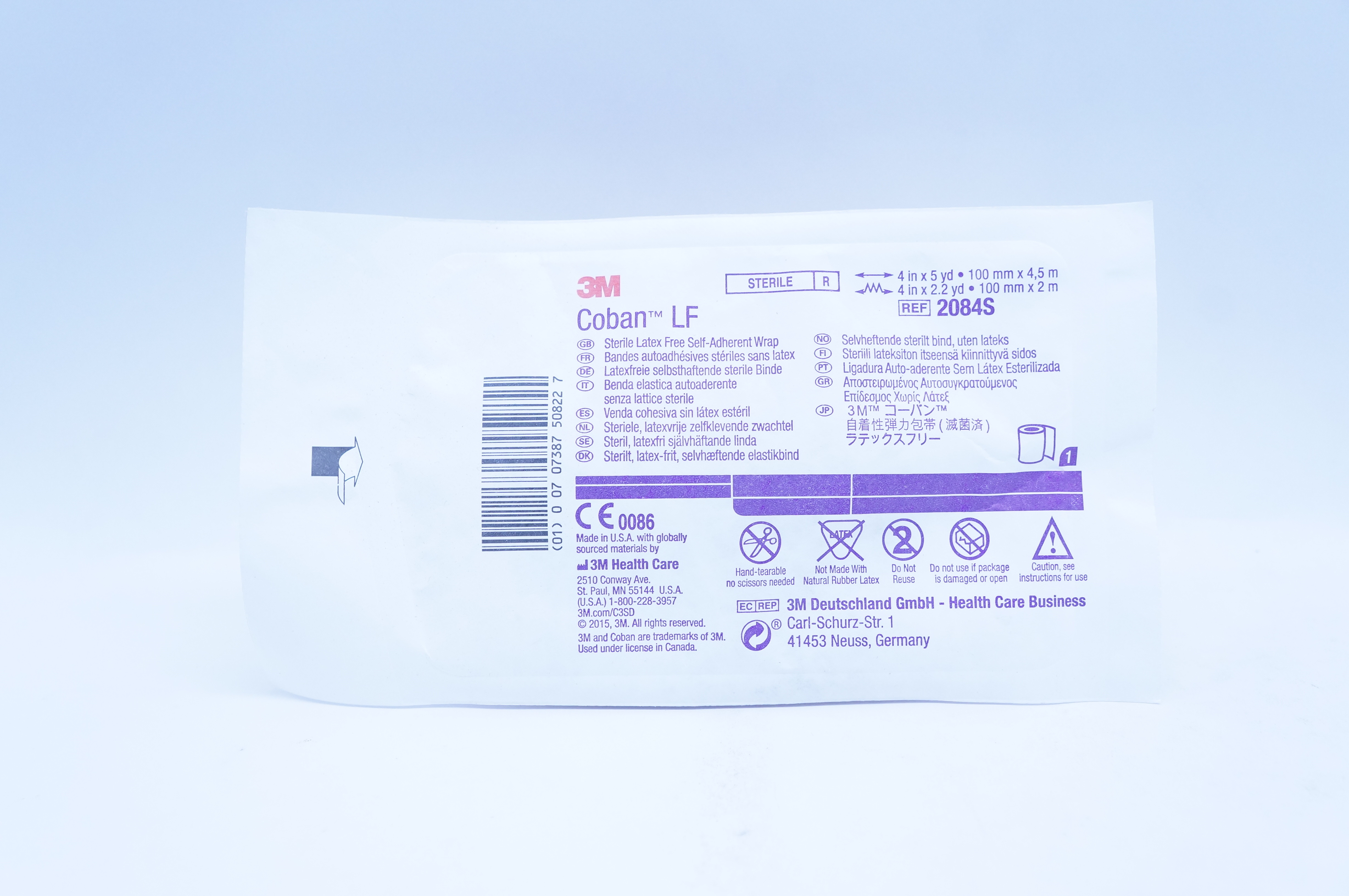 3M 2084S Coban LF Self-Adherent Wrap 4inch x 5yd, 4inch x 2.2yd