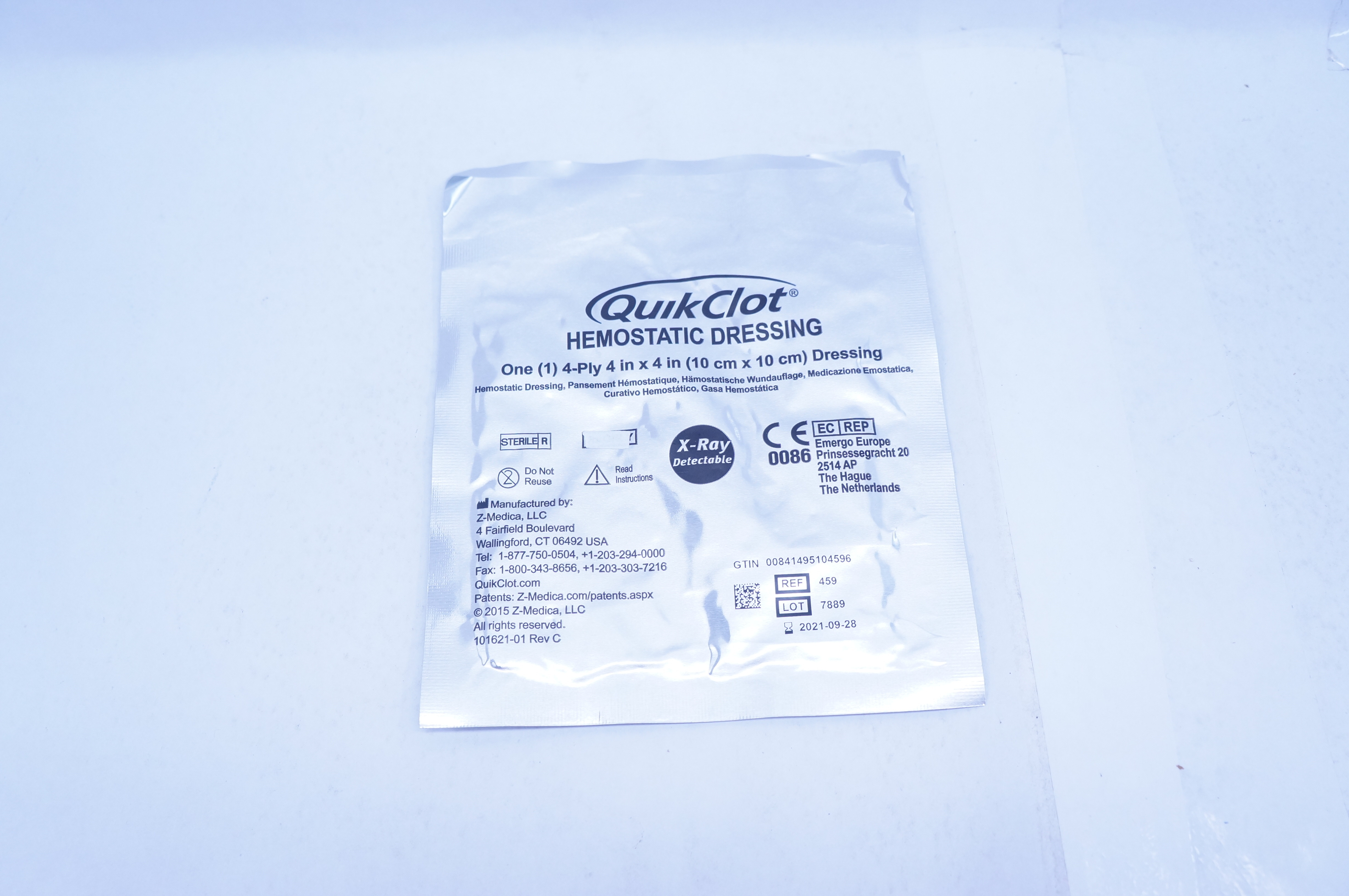 Z-Medica 459 QuikClot Hemostatic Dressing 4-Ply 4 x 4inch