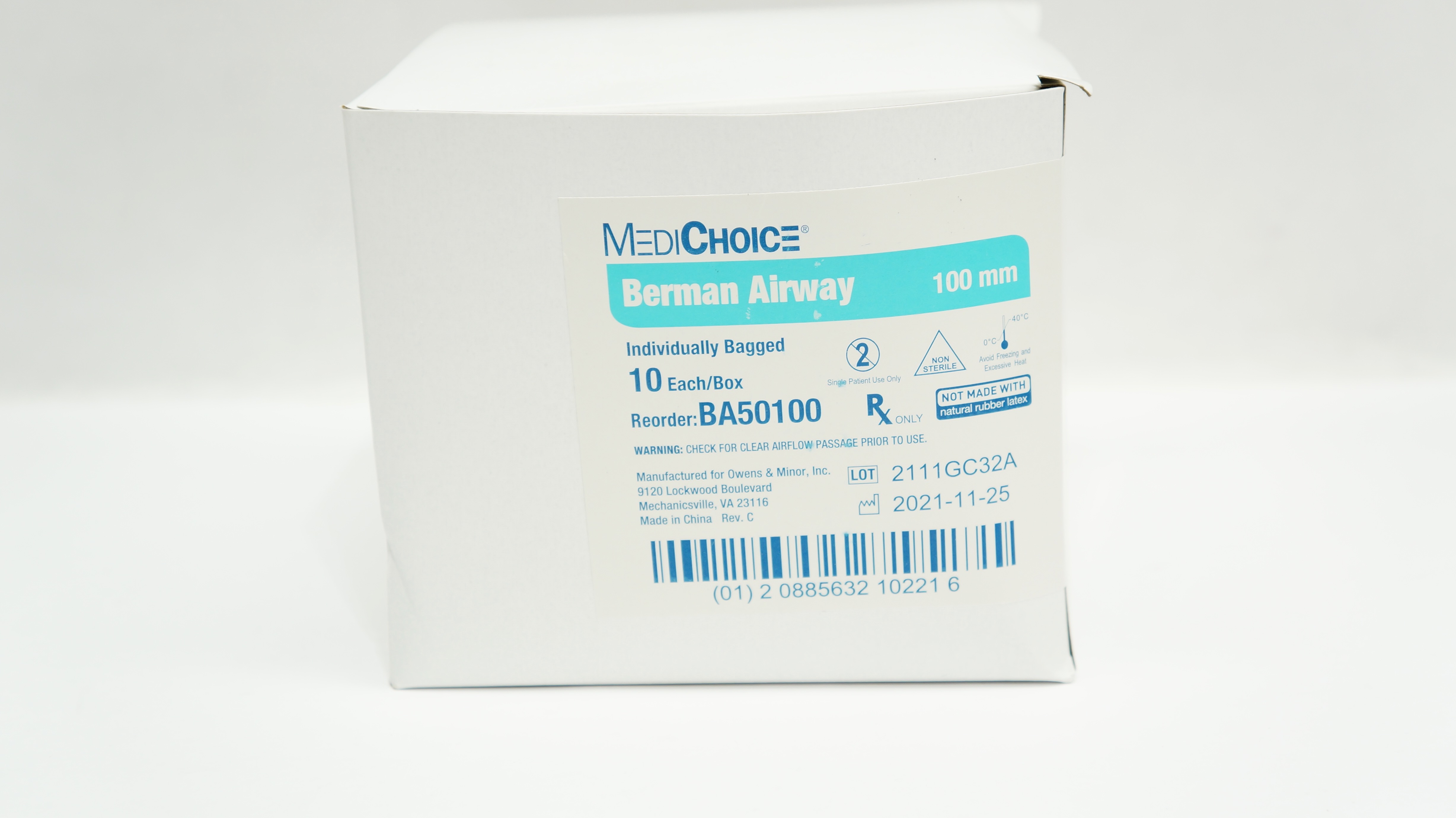 MediChoice BA50100 Berman Airway, Size 100mm - Box of 10