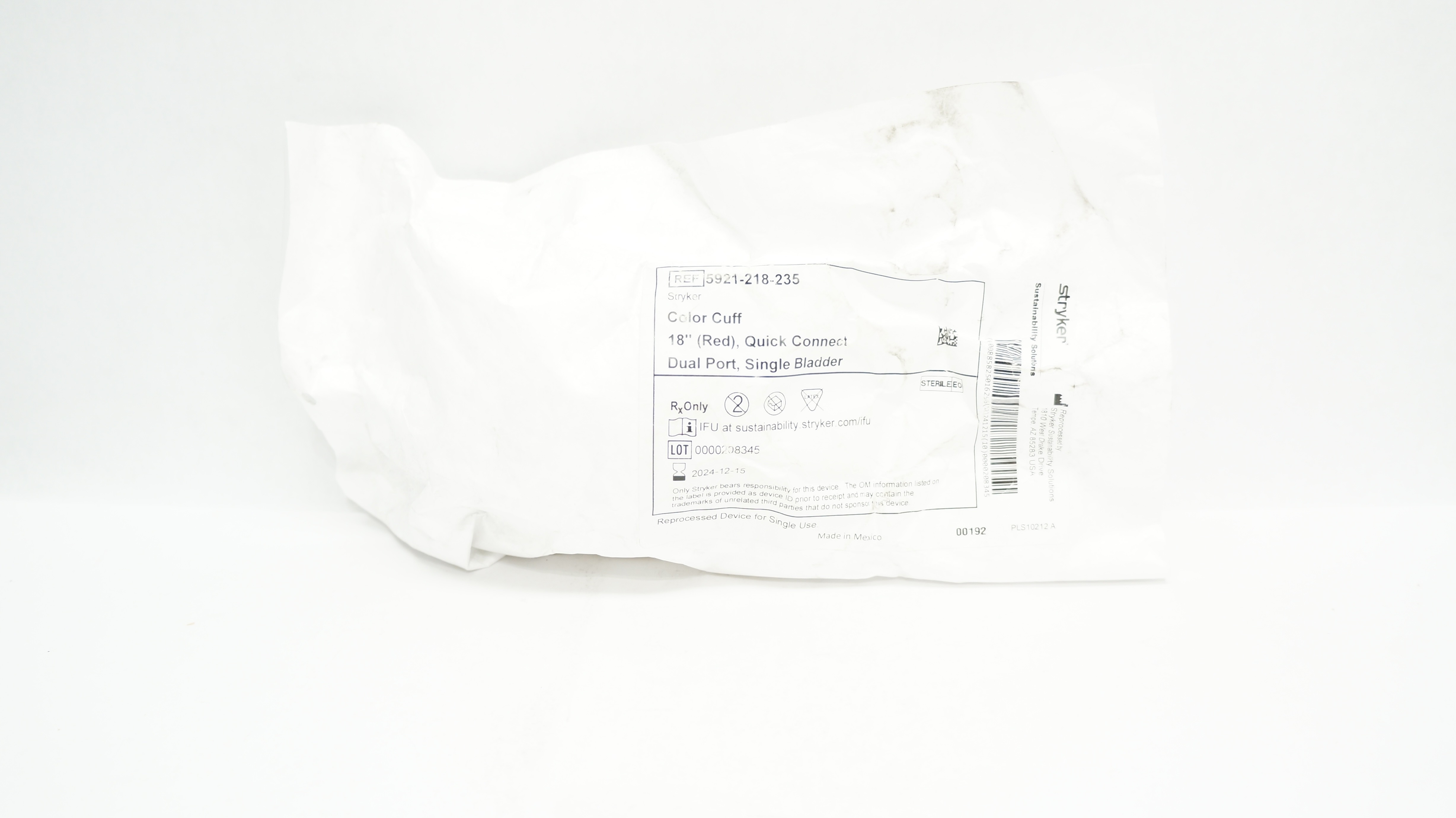 Stryker 5921-218-235 Color Cuff 18inch Quick Connect Dual Port, Bladder