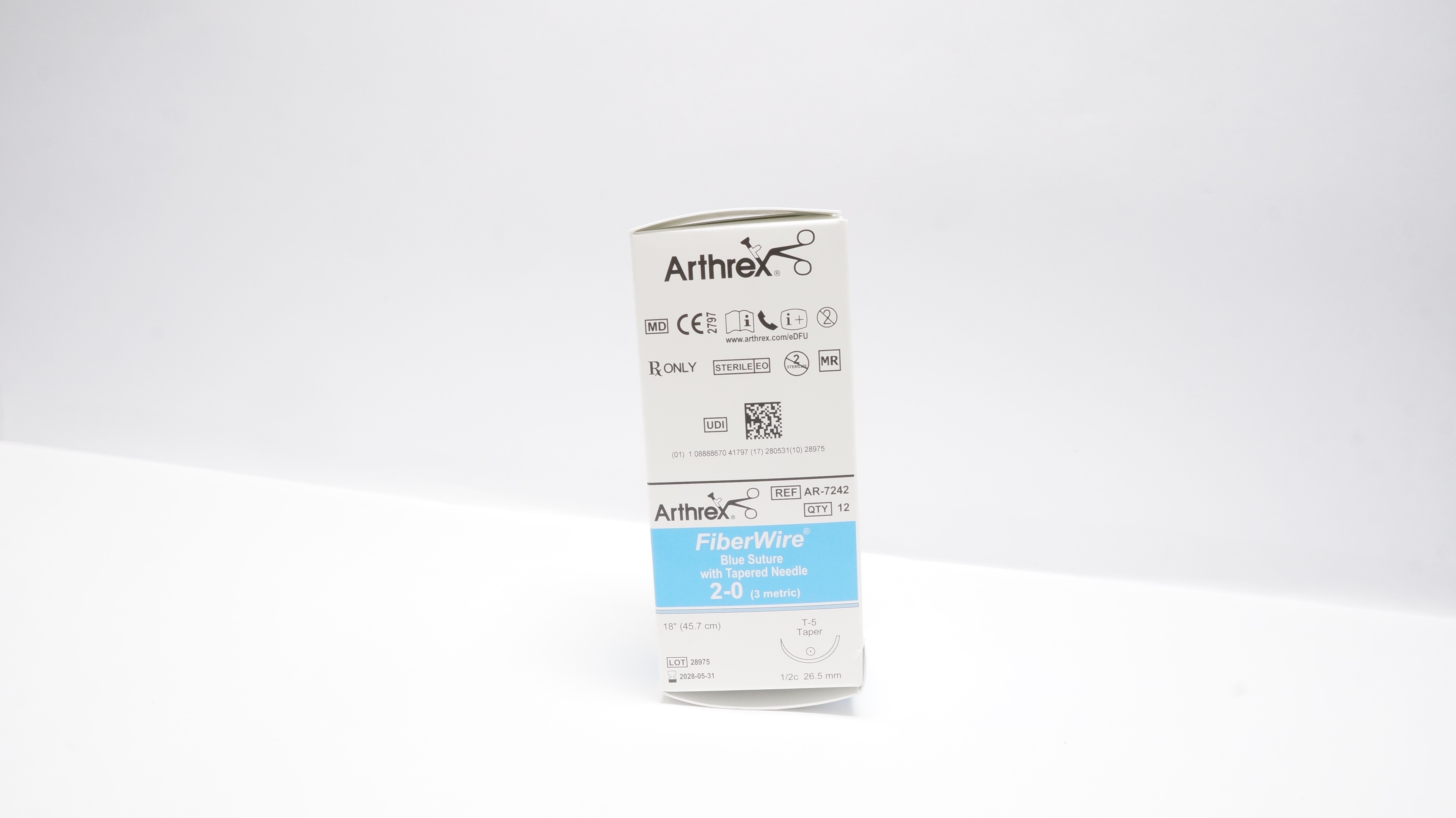 Arthrex AR-7242 2-0 FiberWire Braided Blue Stre, T-5 1/2c 26.5mm, 18in-Box of 11