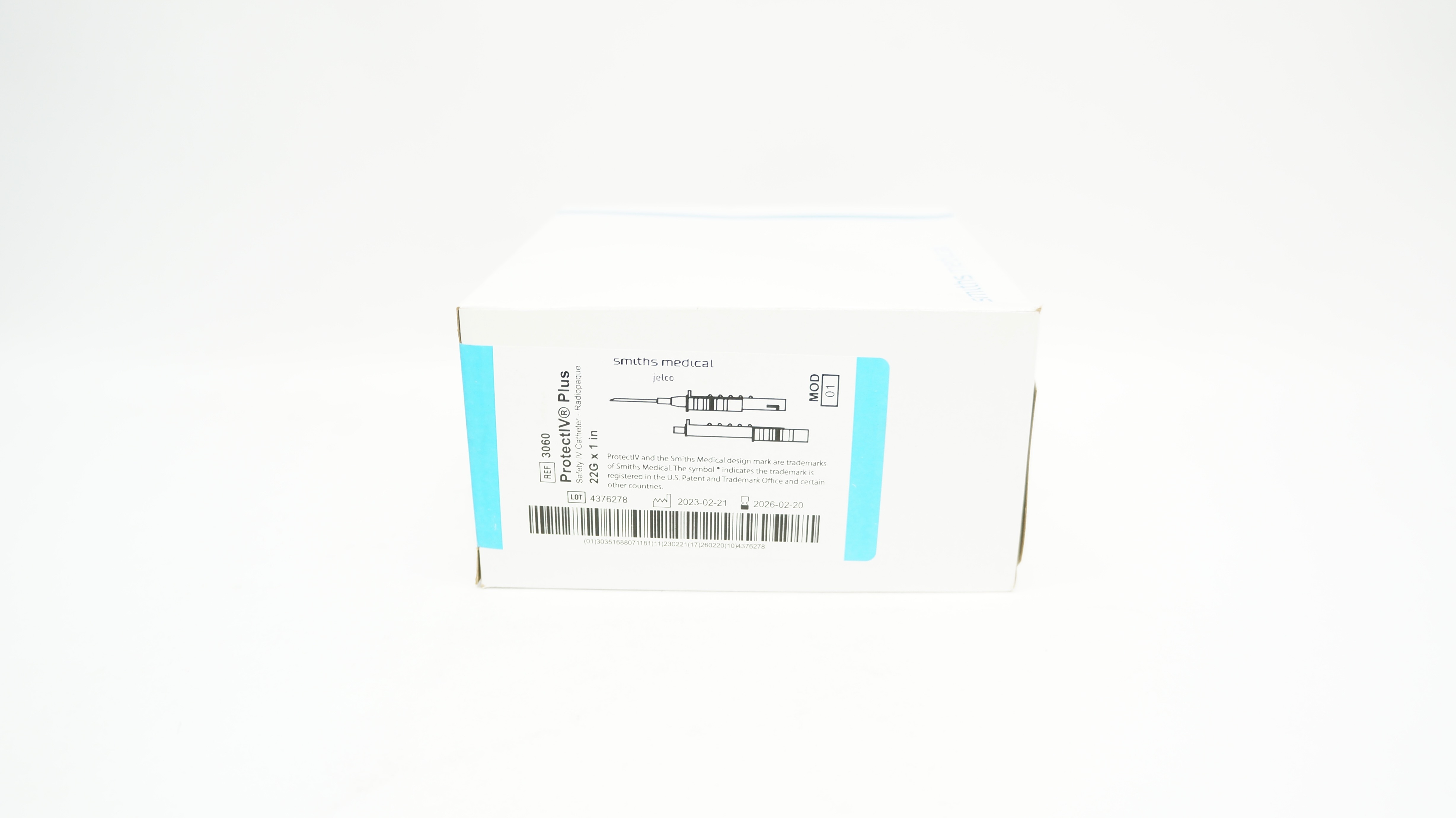 Smiths Medical 3060  ProtectIV  Safety Cath. 22G x 1inch 38ml/min - Box of 50