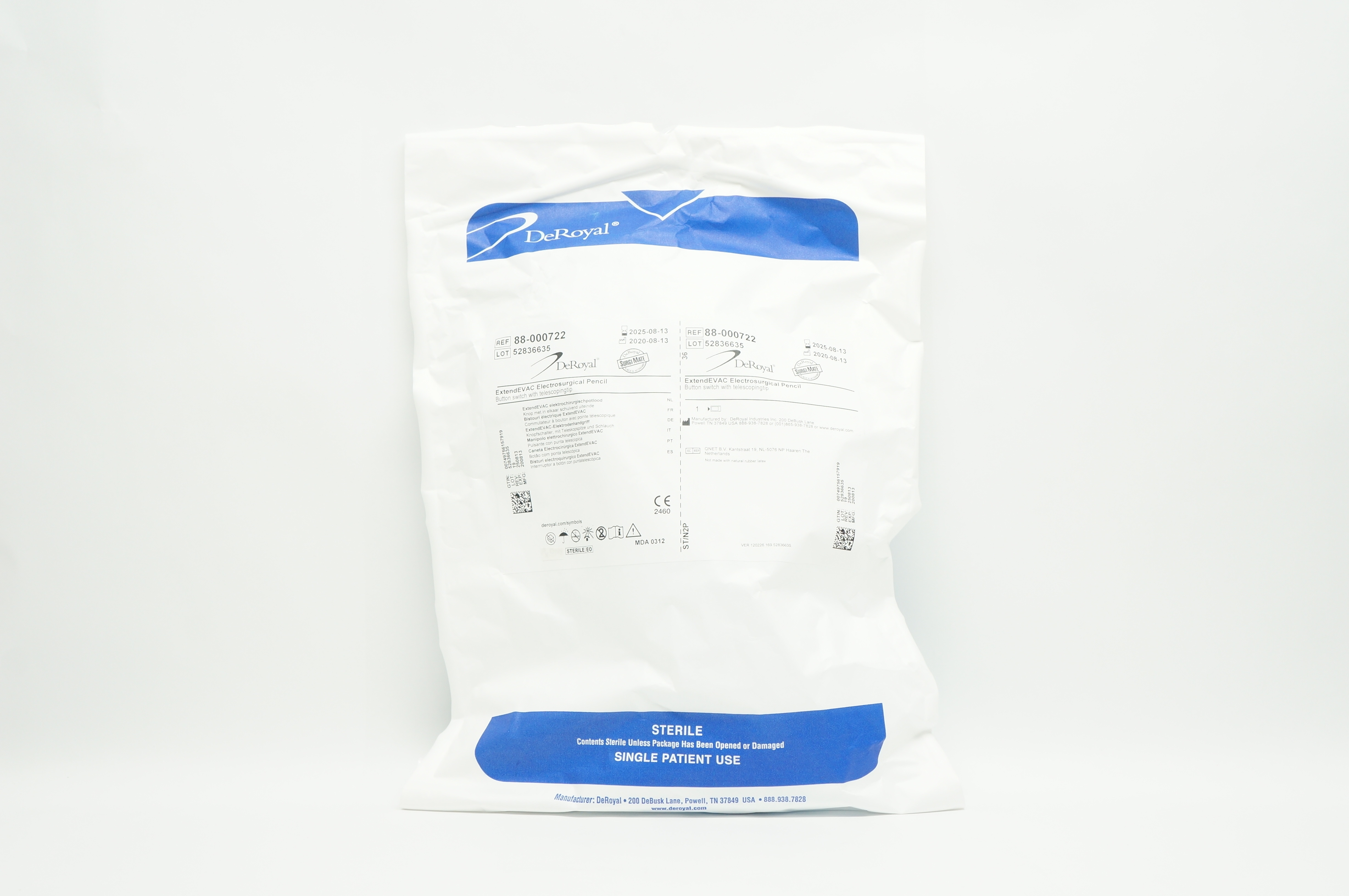 DeRoyal 88-000722 ExtendEVAC Electrosurgical Pencil