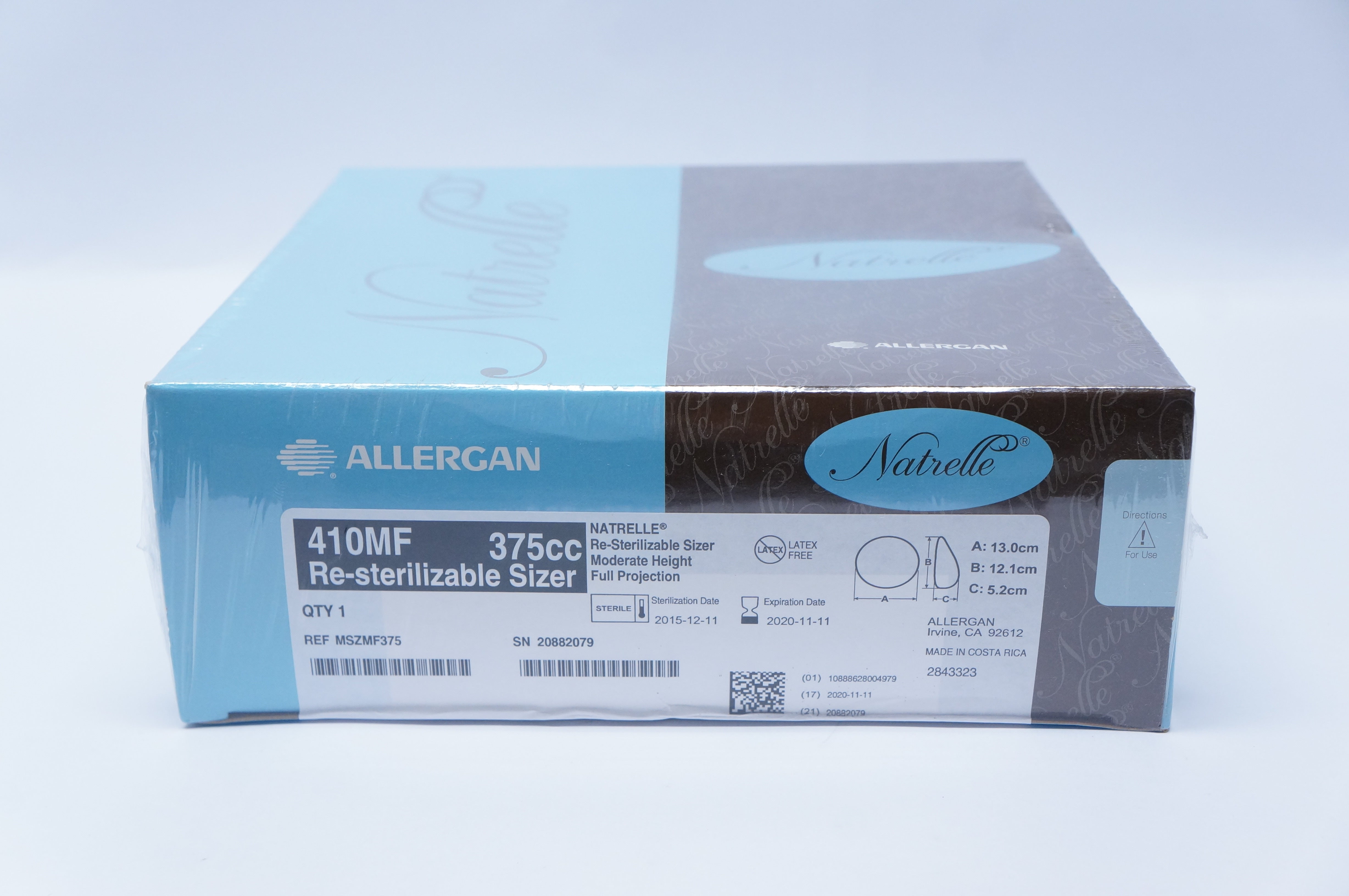 Allergan MSZMF375 410MF NATRELLE Re-Sterilizable Sizer 375cc, 13.0cm x 12.1cm