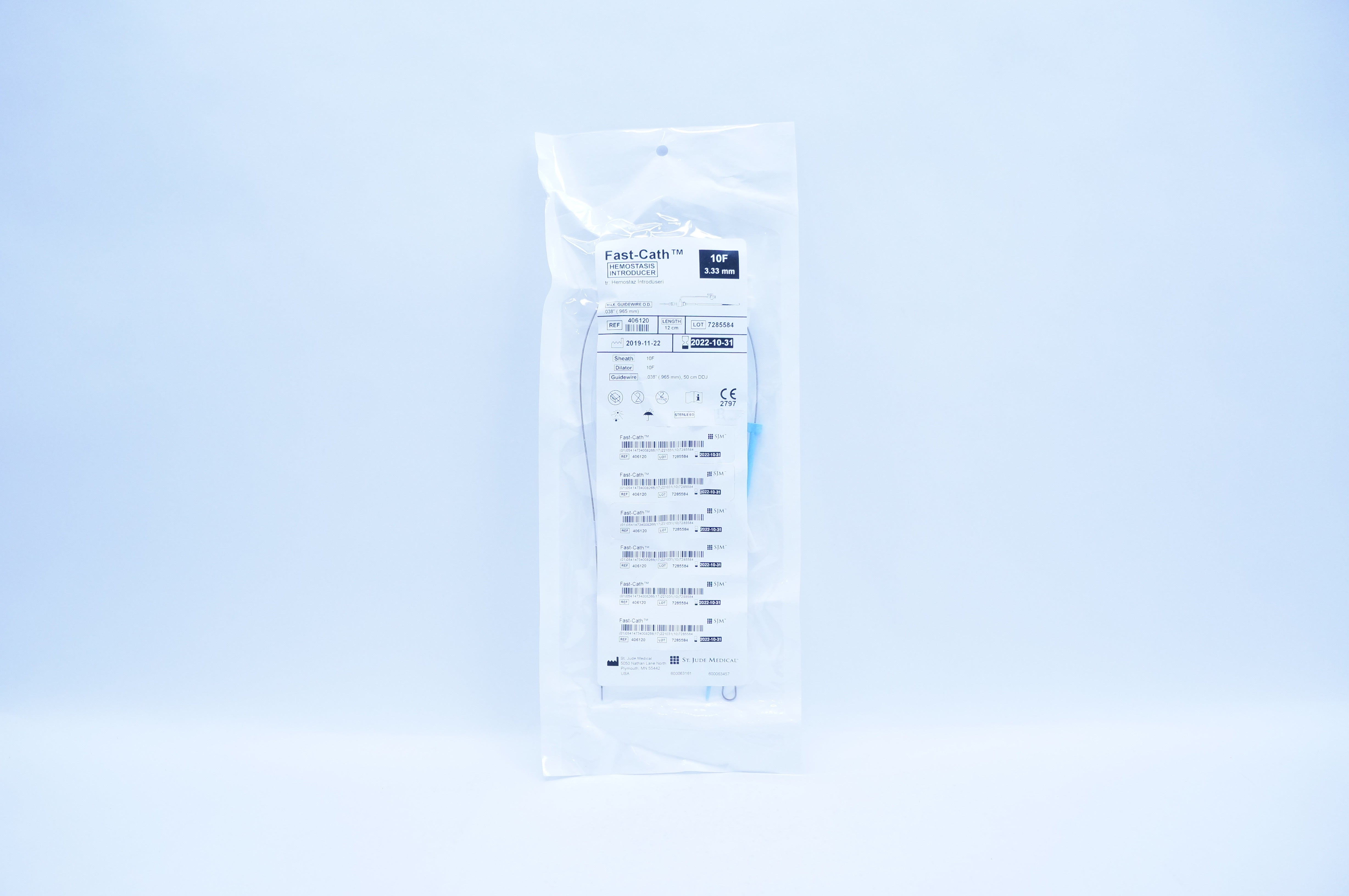 St. Jude Medical 406120 Fast-Cath Hemostasis Introducer 10F