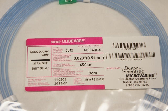 Radiofocus 5342 Glidewire Endoscopic Wire Straight Stiff Shaft 0.020" x 450cm(x)