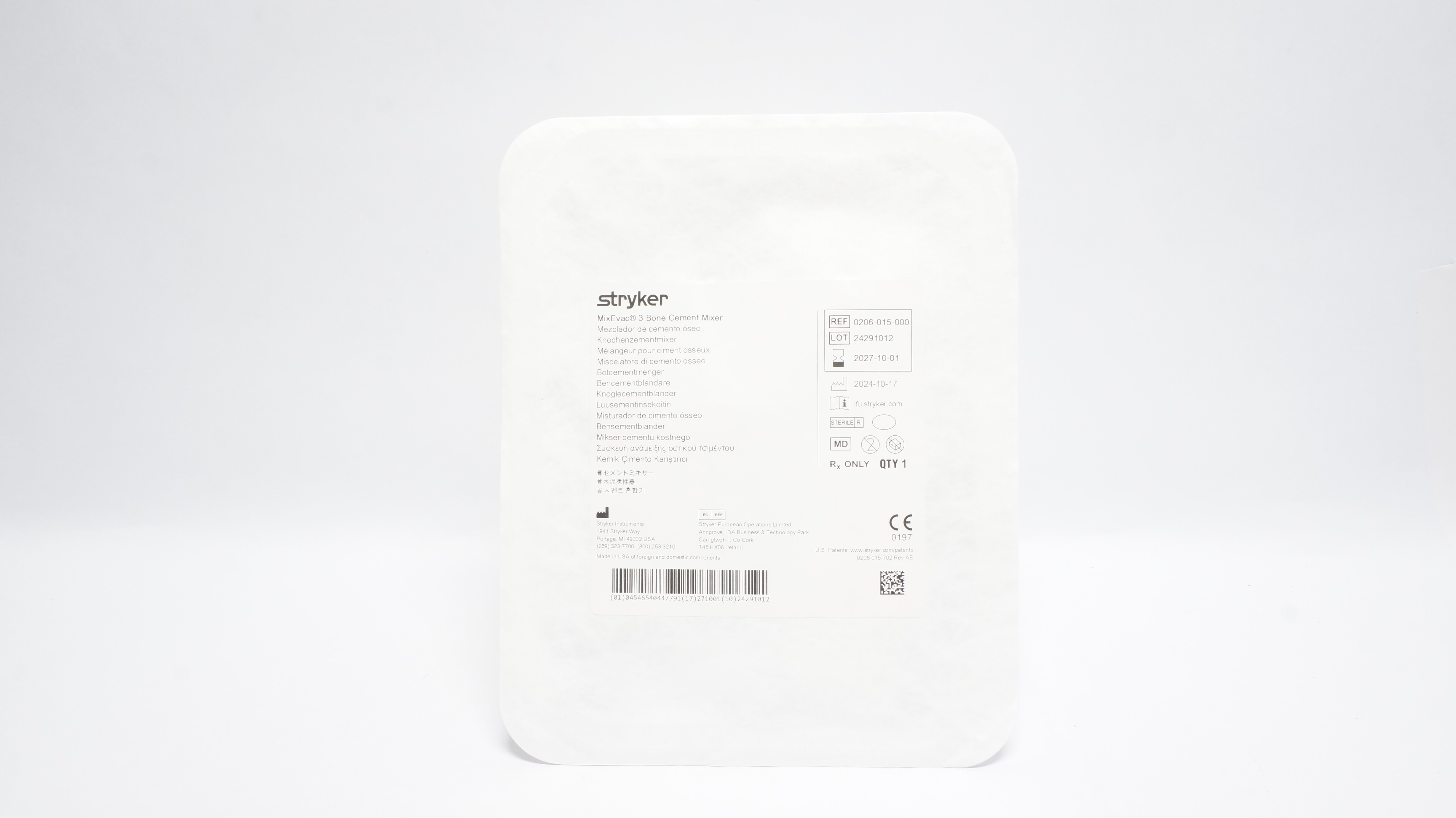 Stryker 0206-015-000 MixEvac 3 Bone Cement Mixer