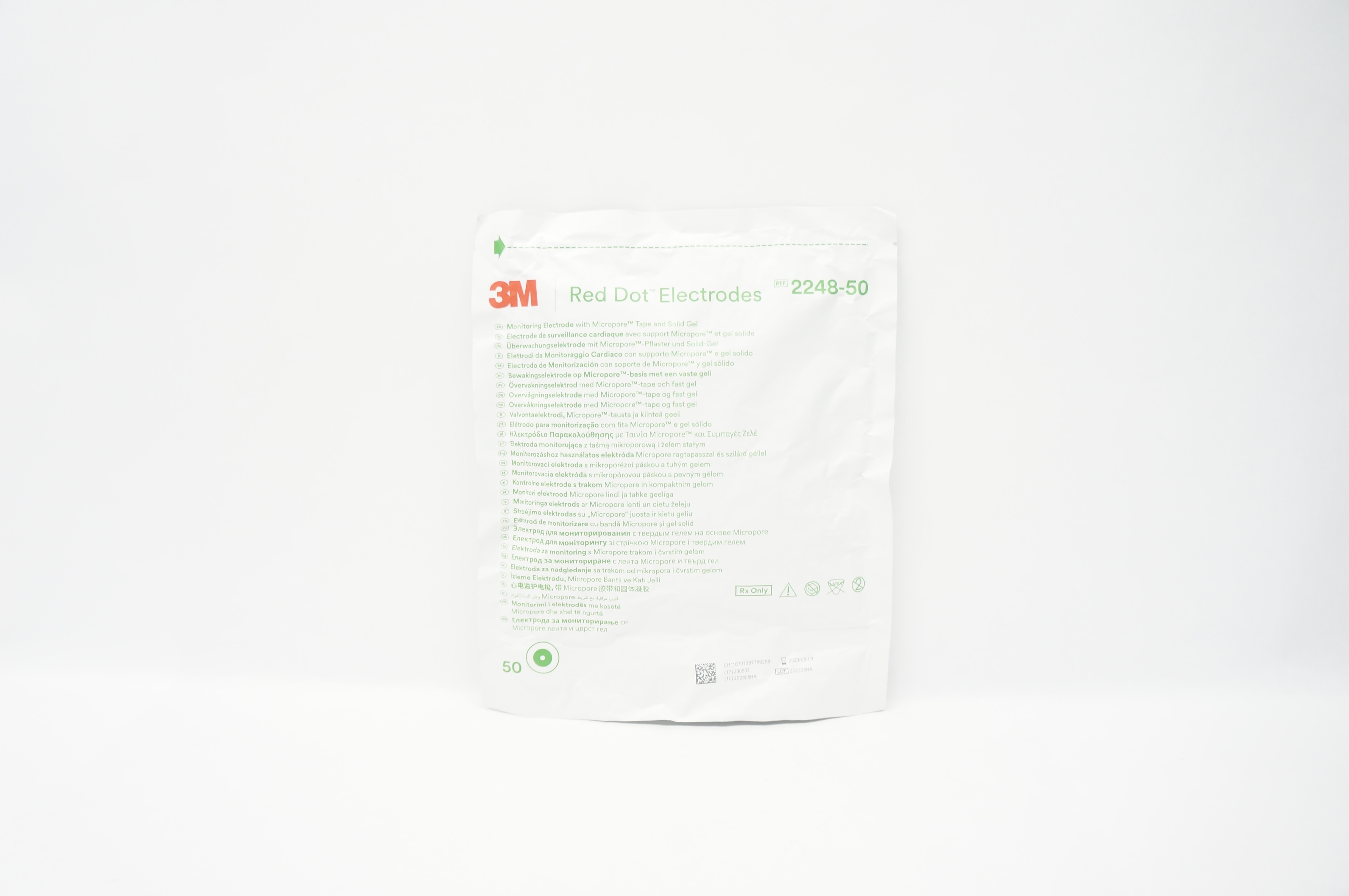 3M 2248-50 Red Dot Monitoring Electrode with Tape and Solid Gel (x) - Pack of 50