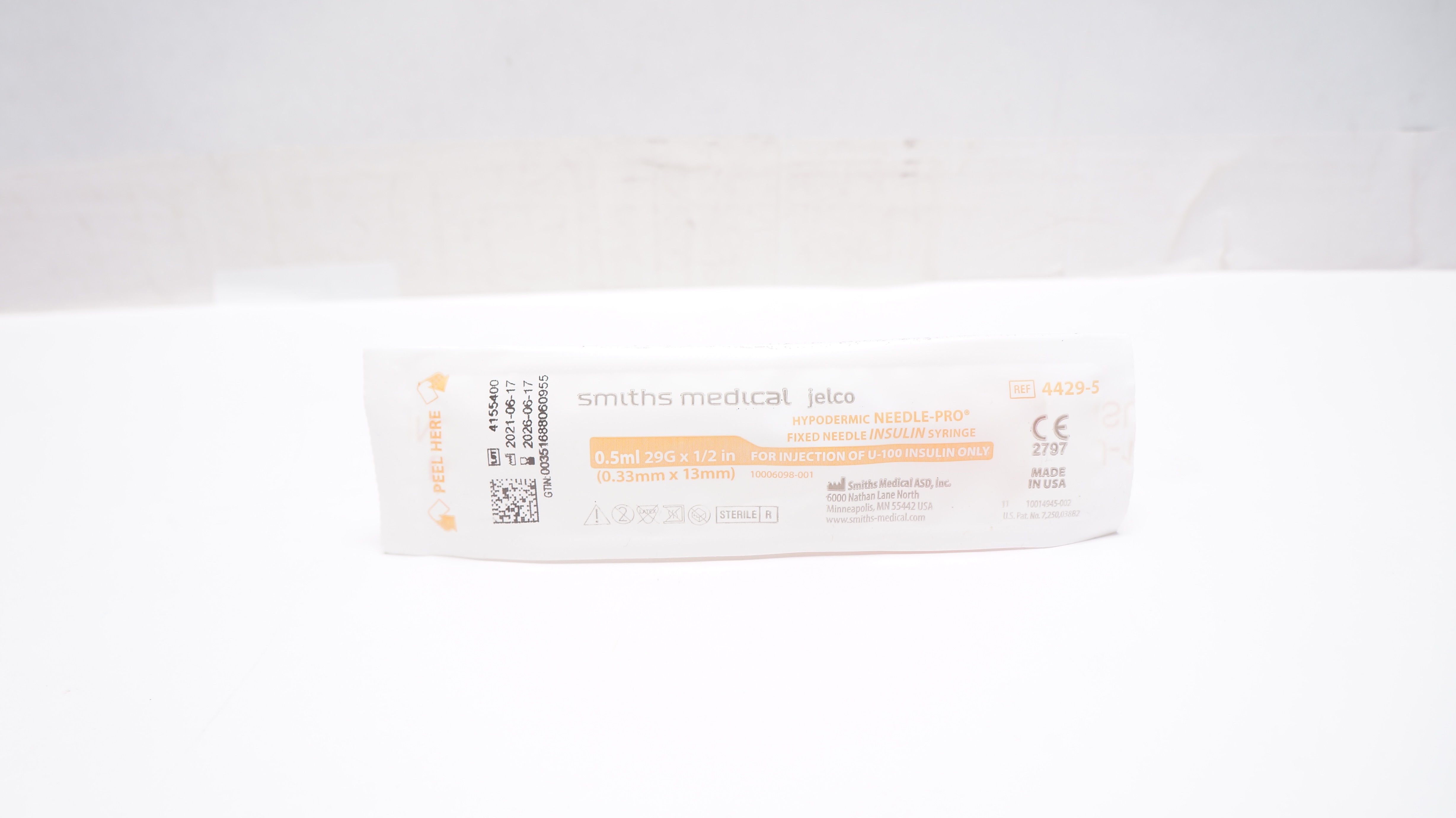 Smiths Medical 4155400 Jelco Hypodermic Needle-Pro Insulin Syringe 29G x 1/2inch