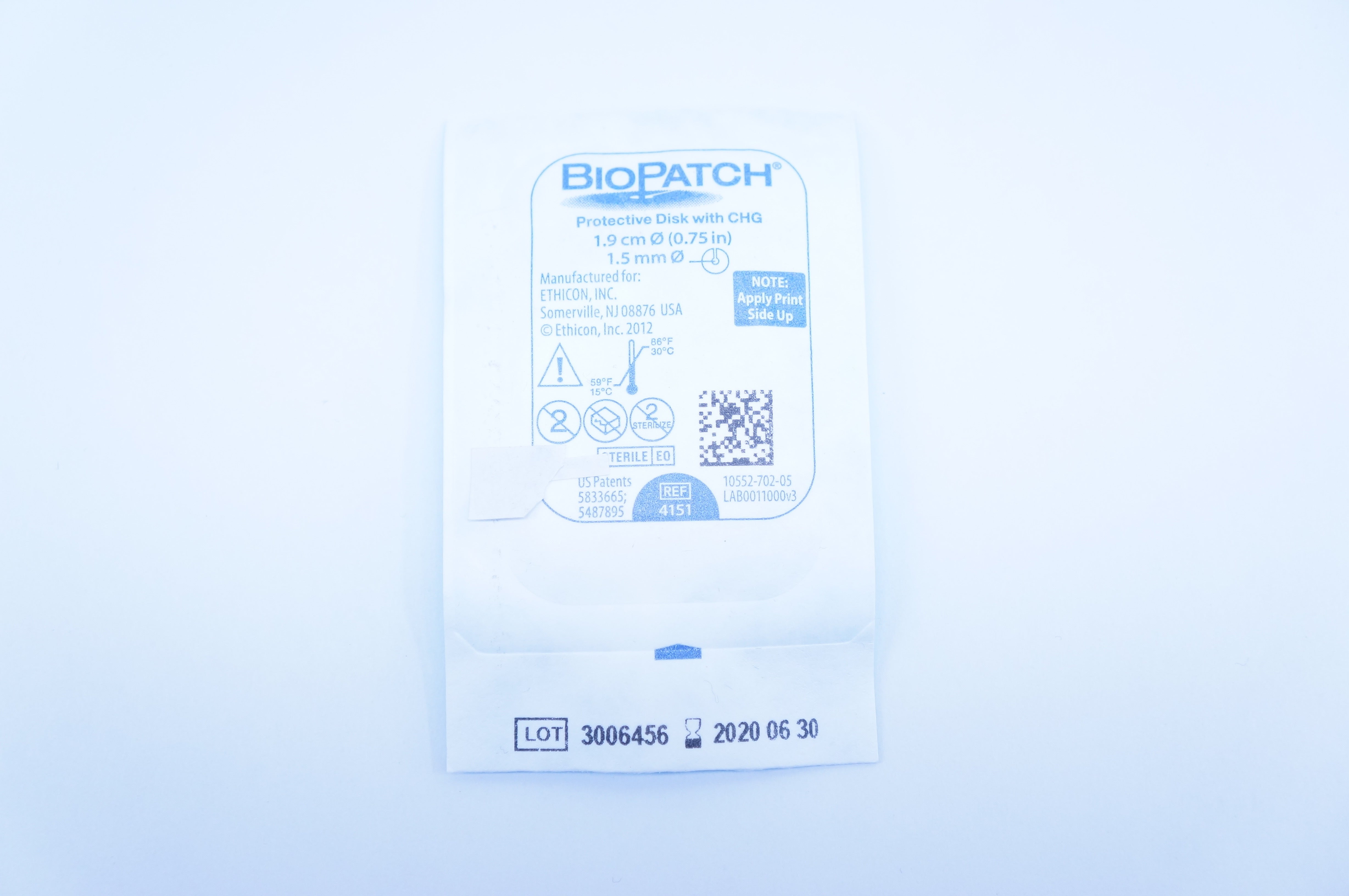 Ethicon 4151 BioPatch Protective Disk with CHG 0.75 inch x 1.5mm (x)