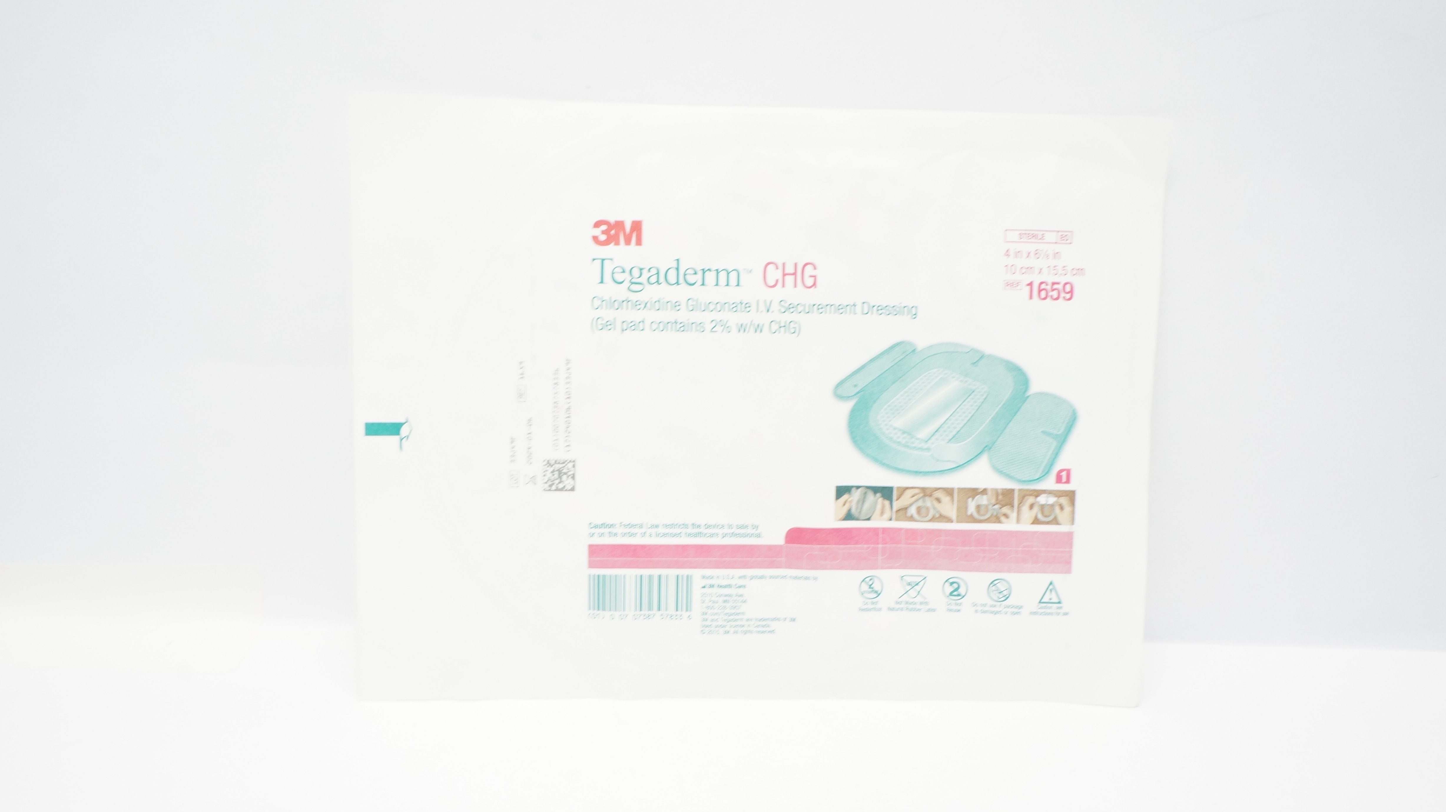 3M 1659 Tegaderm CHG I.V. Securement Dressing 4inch x 6-1/8inch (x)