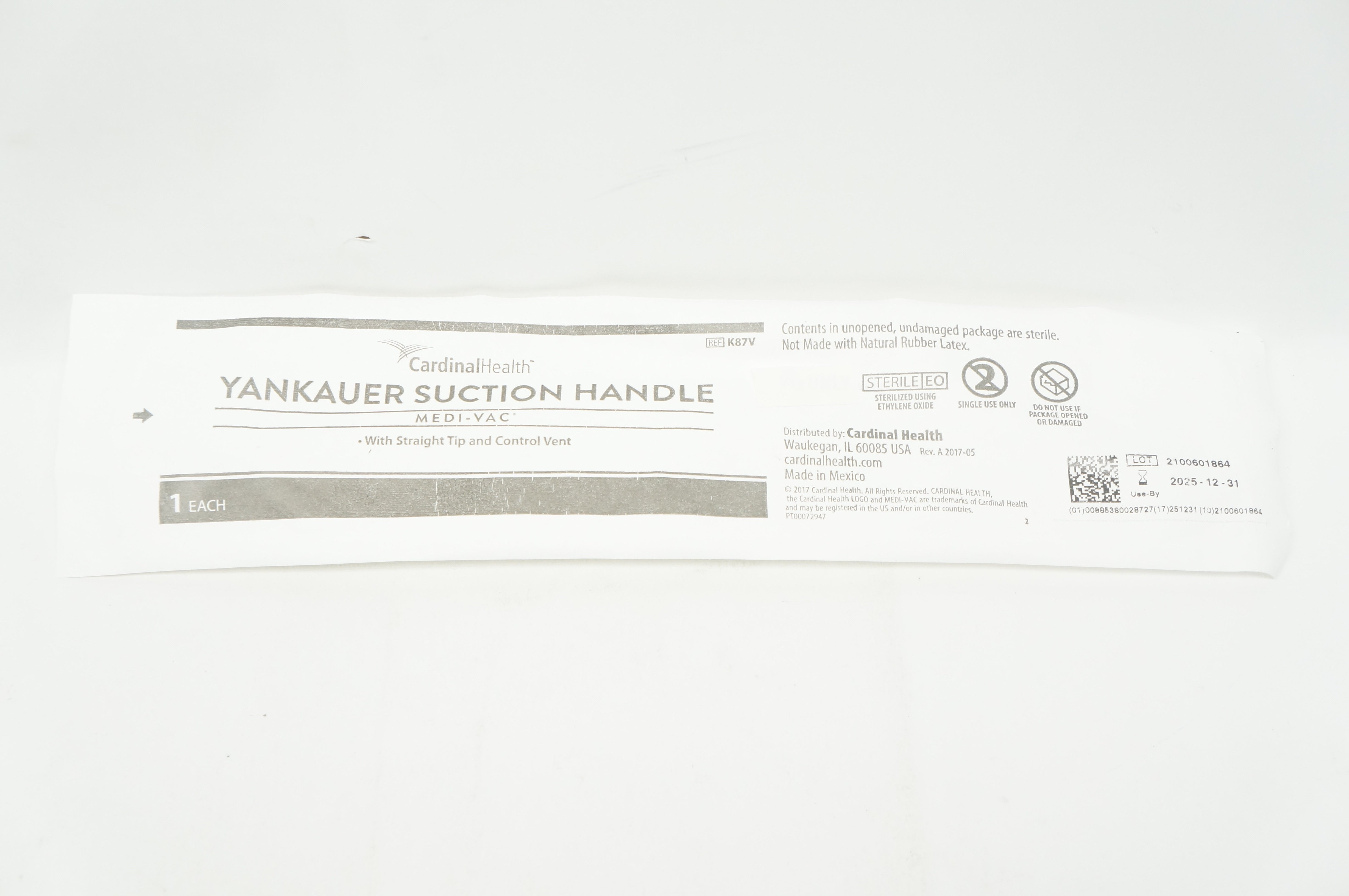 Cardinal Health K87V Medi-Vac Yankauer Suction Handle