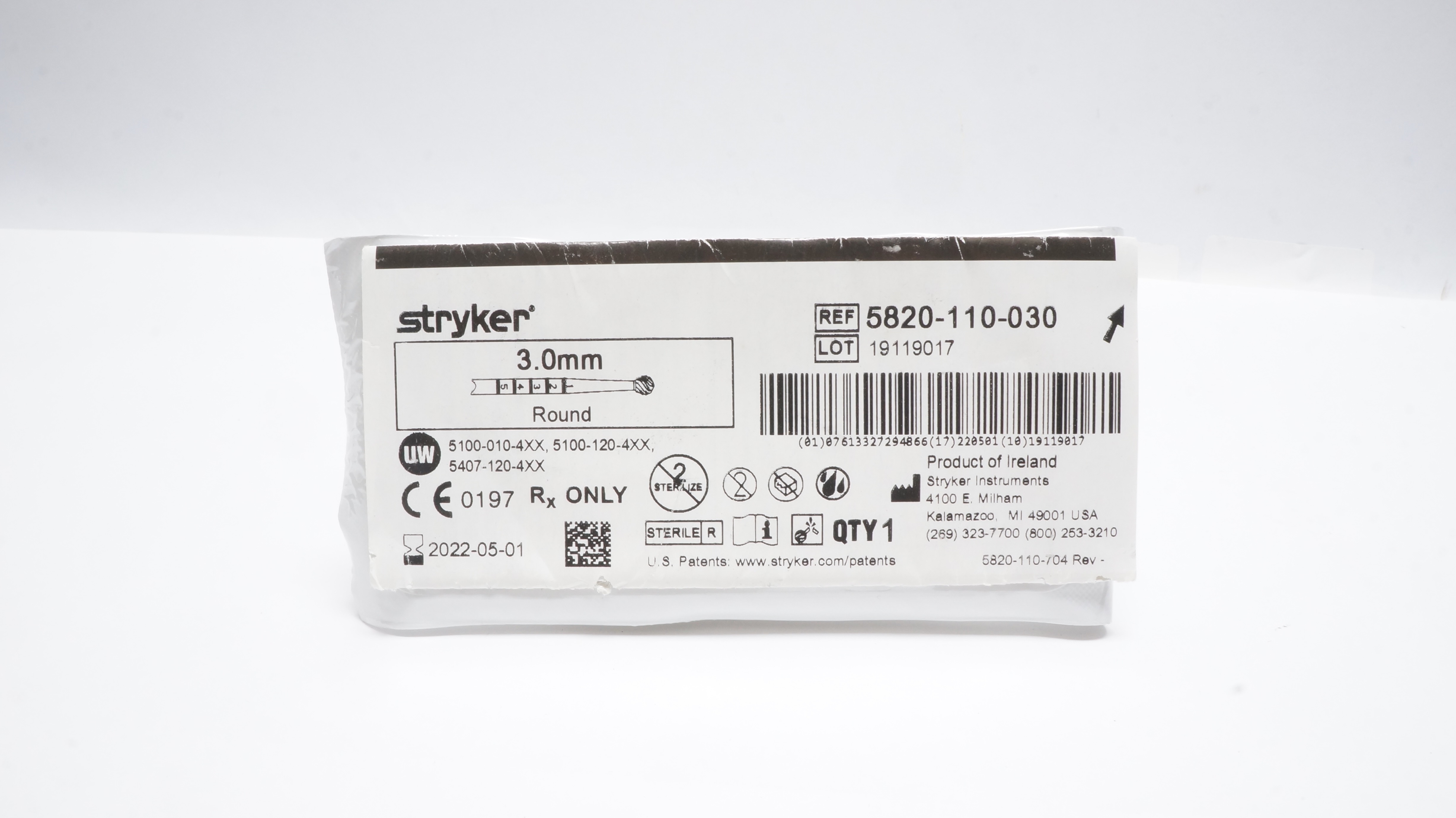 Stryker 5820-110-030 Round Bur 3.0mm (x)