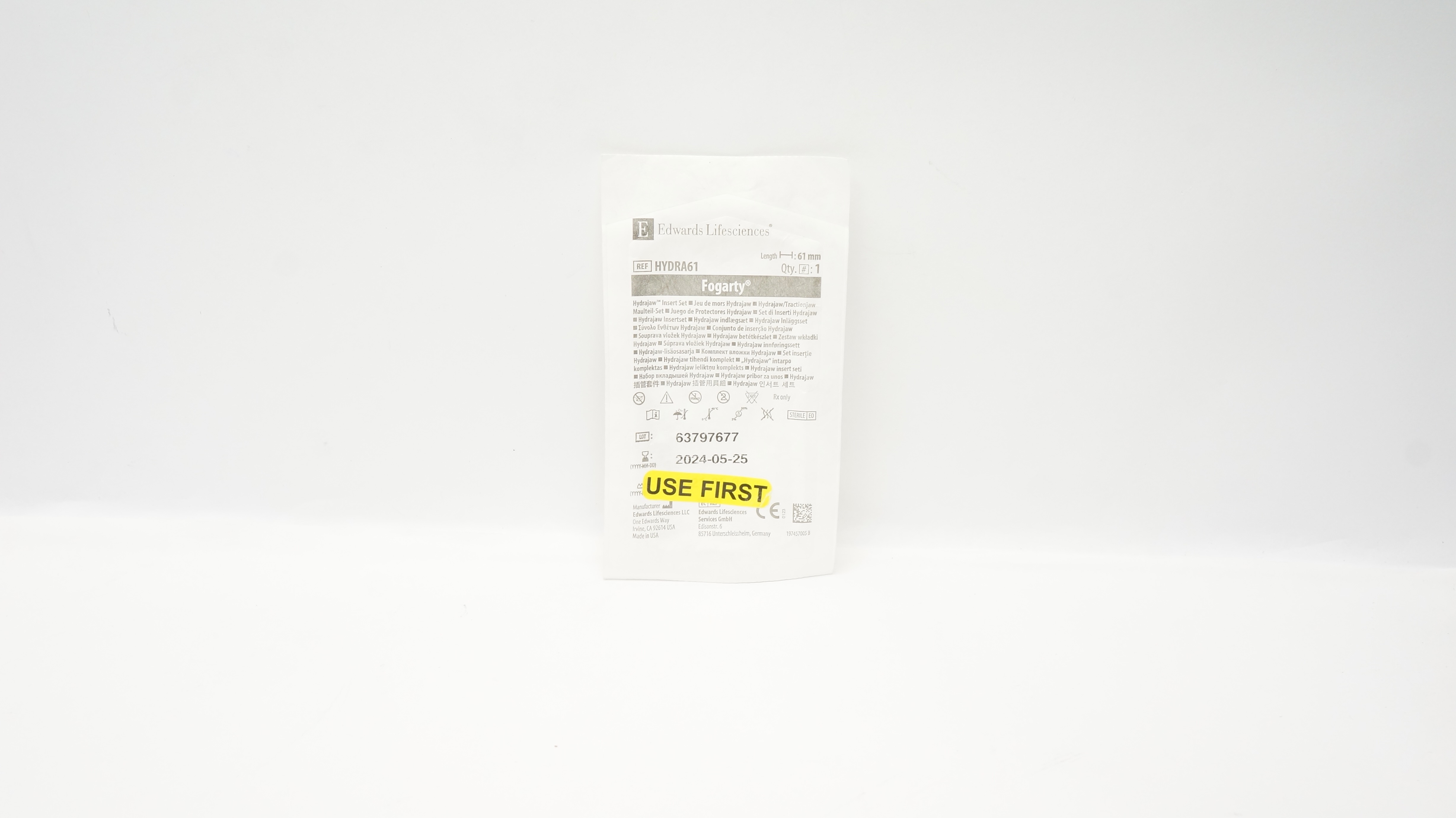 Edwards Lifesciences DHYDRA61 Fogarty Double Hydrajaw Insert Set 61mm (x)