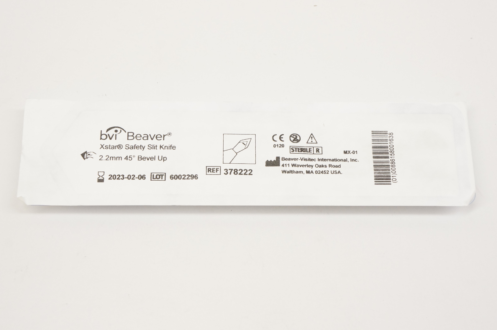 BVI Beaver 378222 Xstar Safety Slit Knife 2.2mm, 45degree Bevel Up