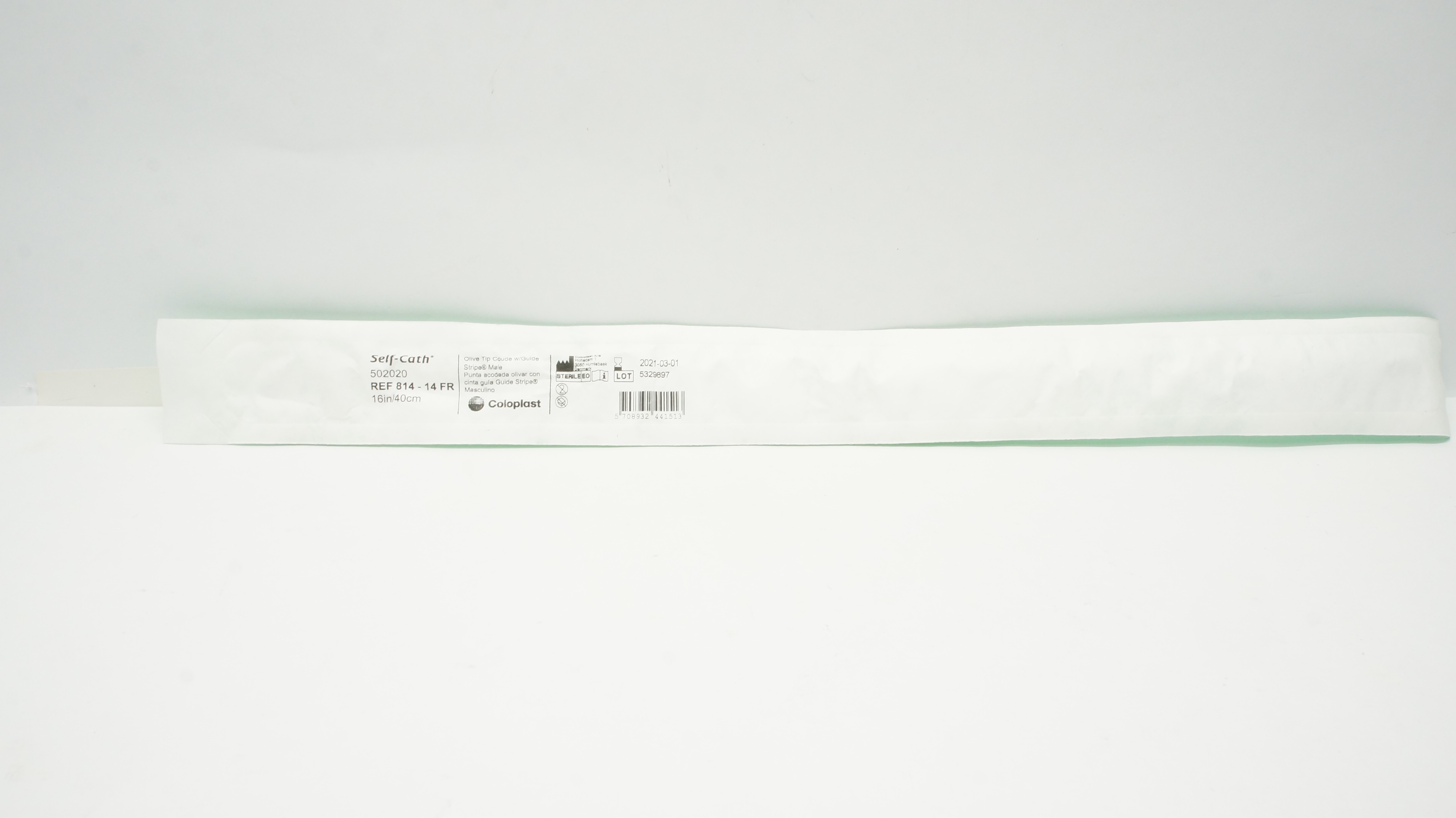 Coloplast 814 Self-Cath Urinary Cath. Olive Tip Coude 14Fr  (x)