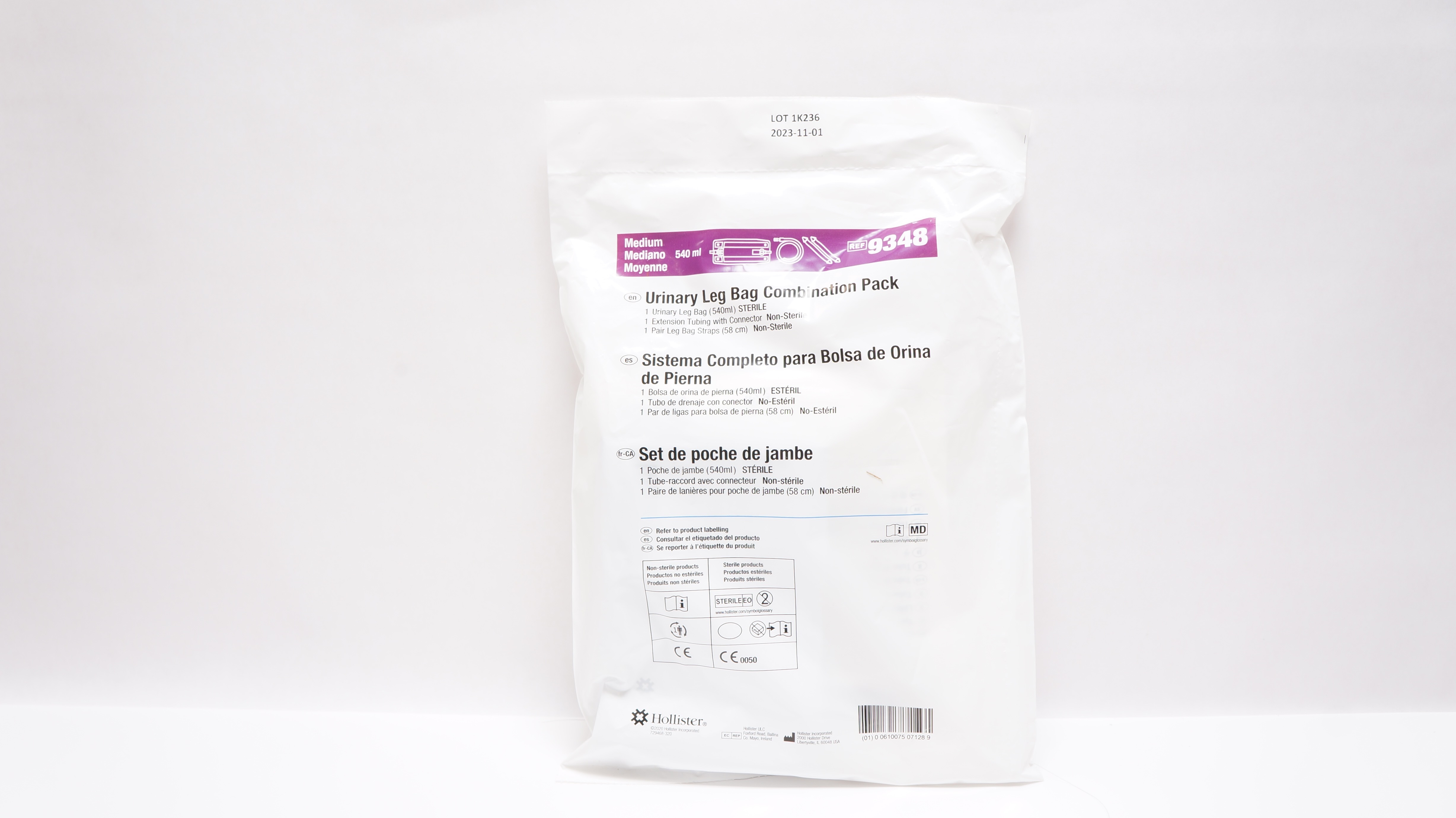 Hollister 9348 Urinary Leg Bag Combination Pack Medium, 540 ml (x)