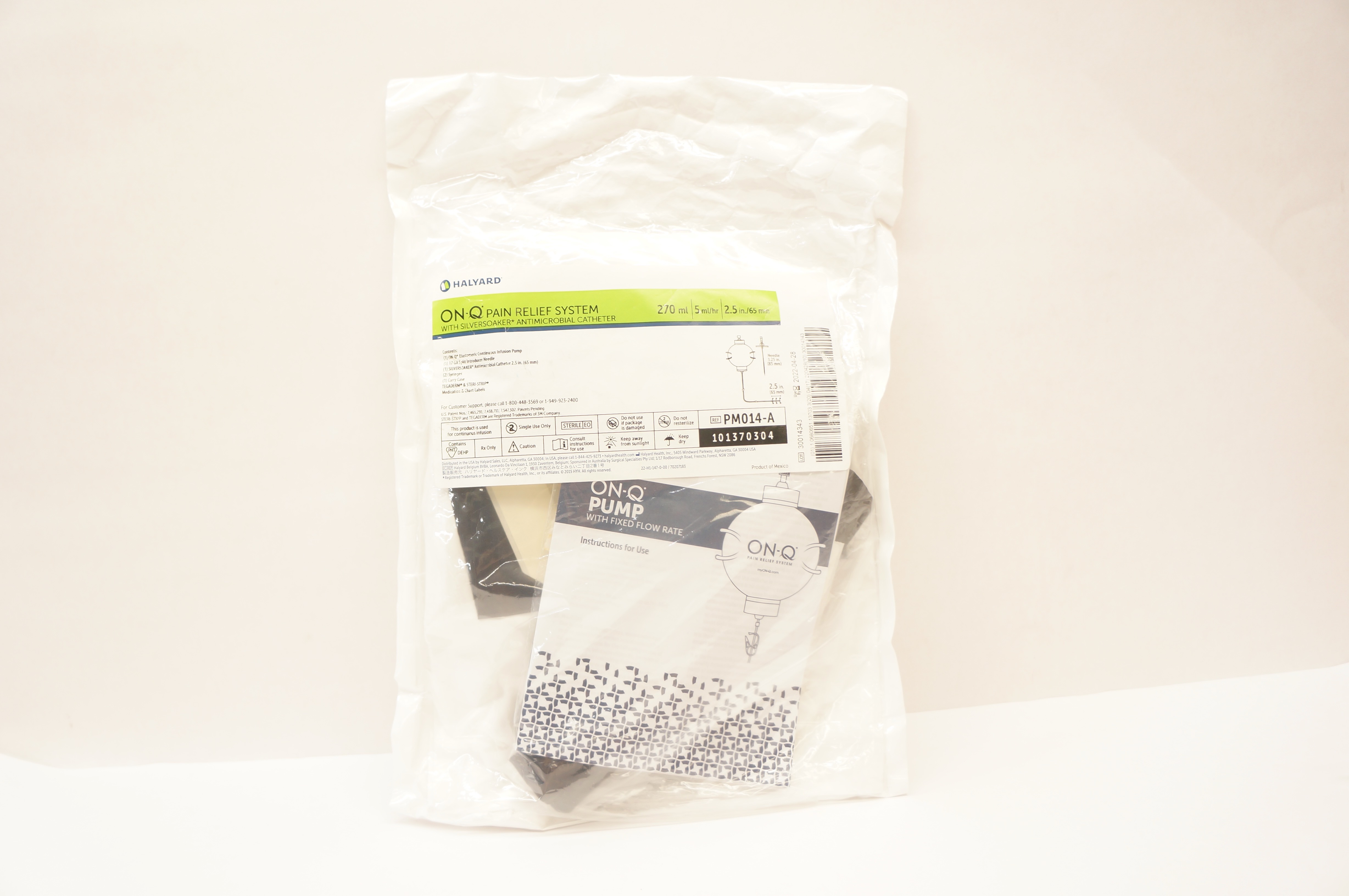 Halyard PM014-A ON-Q Pain Relief System w/Antimicrobial Cath. 270ml x 2.5inch(x)