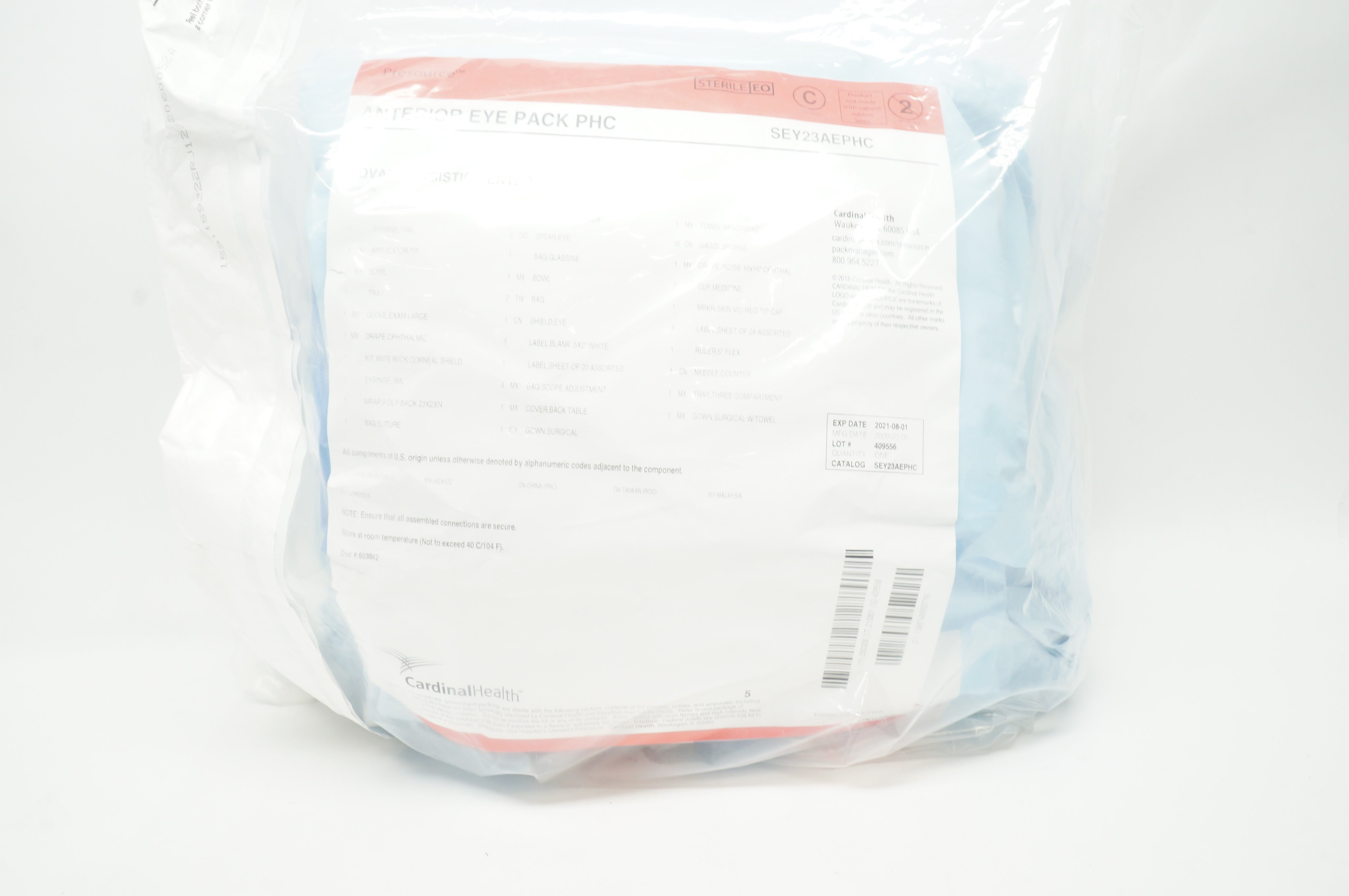 Cardinal Health SEY23AEPHC Anterior Eye Pack PHC Novant Logistic Center (x)