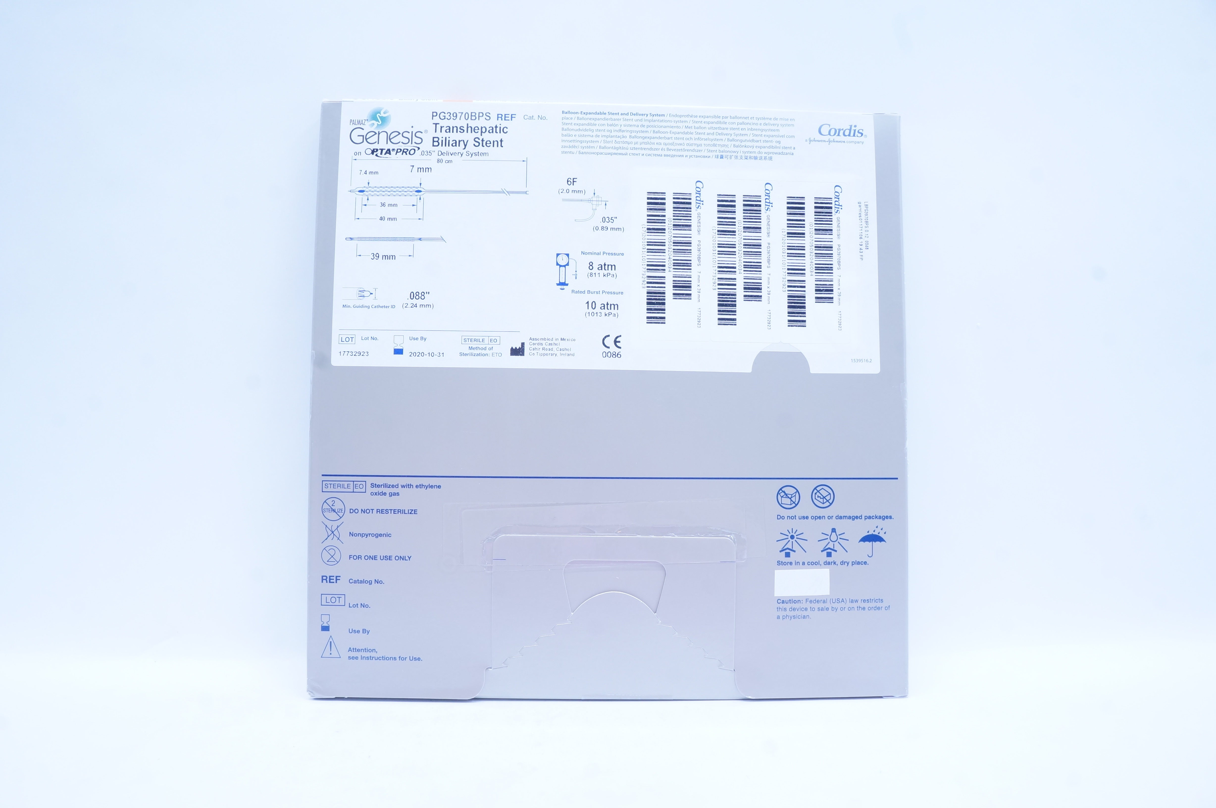 Cordis PG3970BPS Genesis Transhepatic Biliary Stnt. 7mm x 39mm (x)