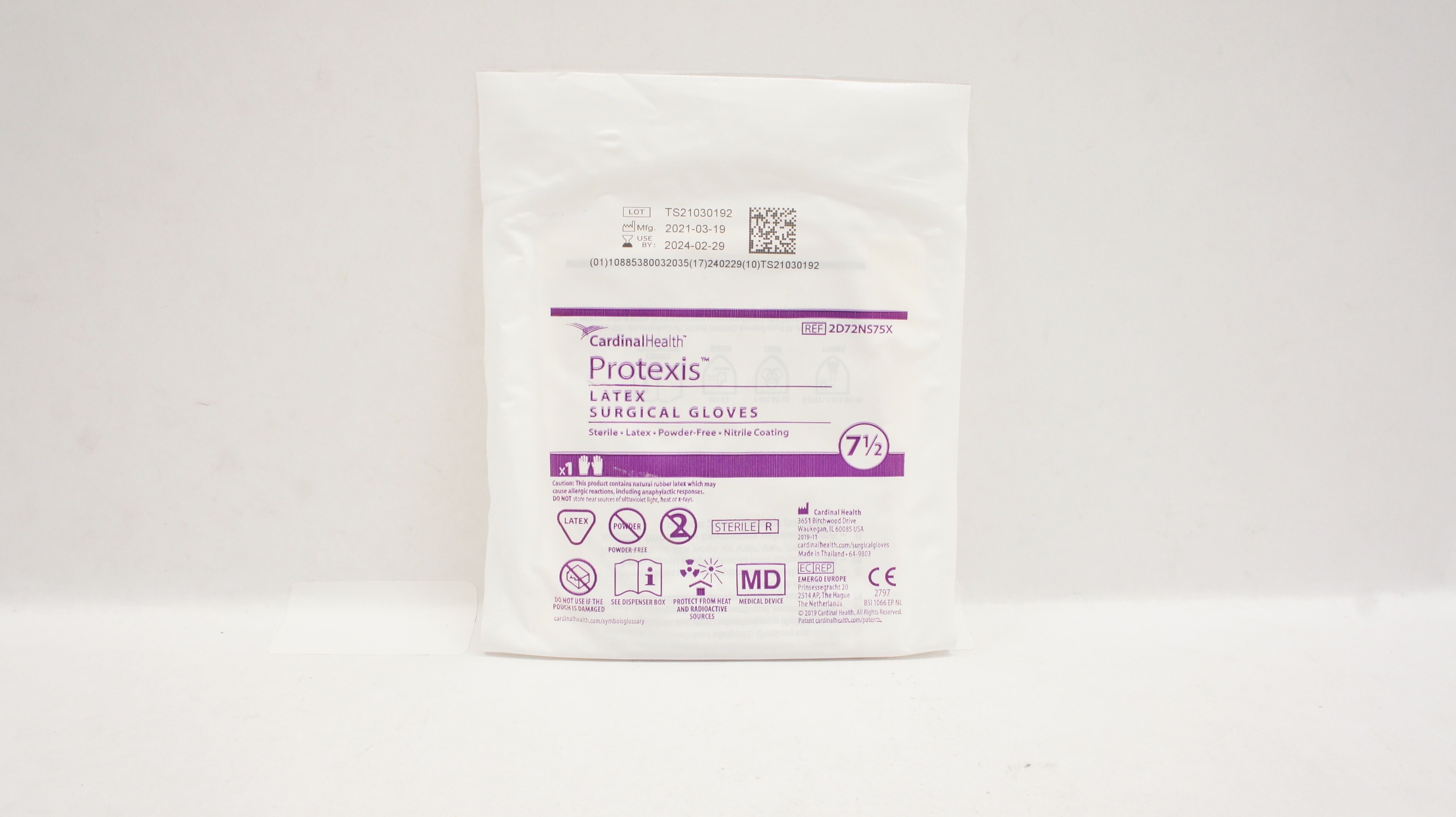 Cardinal Health 2D72NS75X Protexis Latex Sterile Surgical Gloves, Size 7-1/2