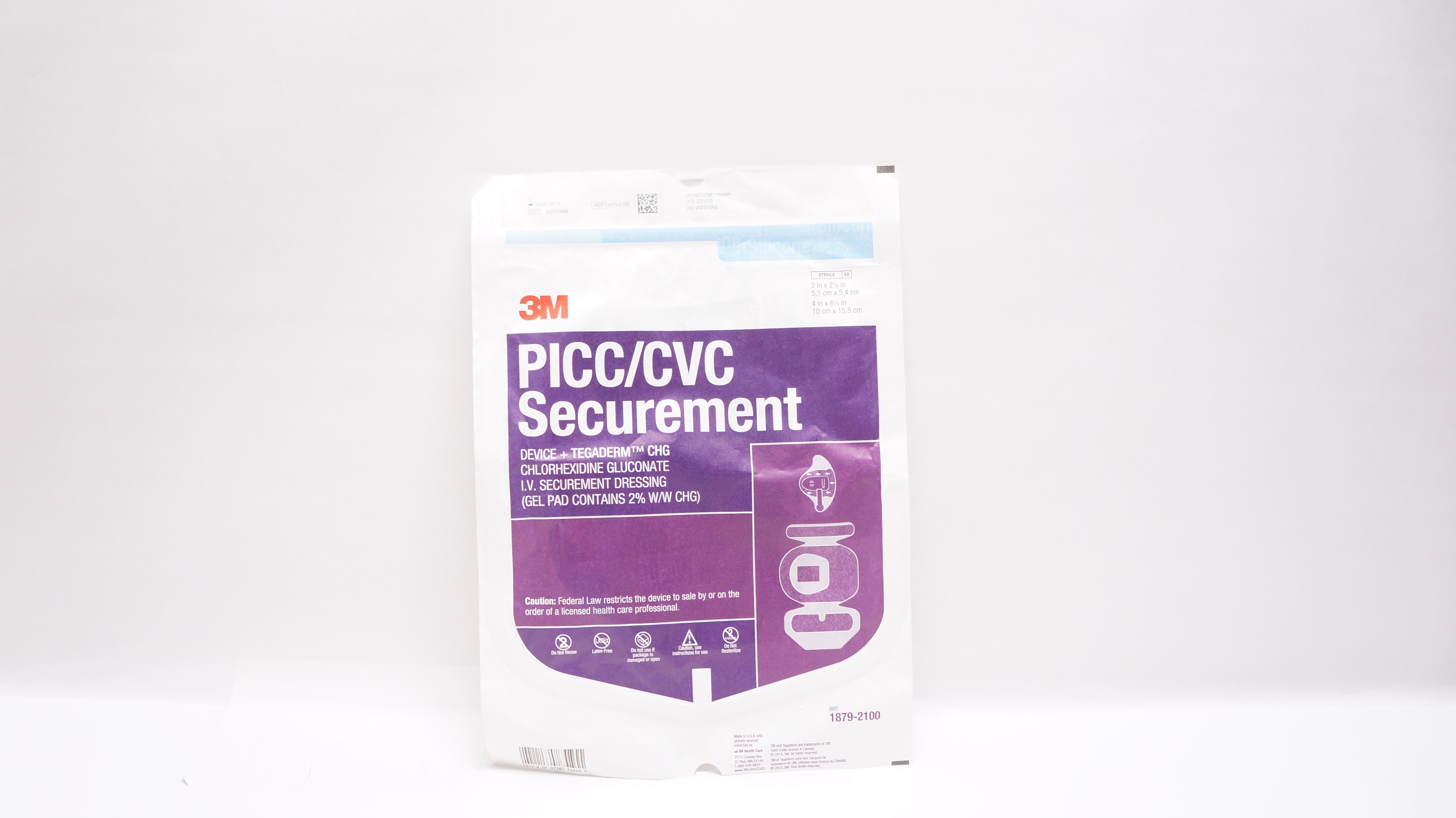 3M 1879-2100 PICC/CVC IV Securement Dressing 2 x 2-1/8inch x 4 x 6-1/8inch (x)