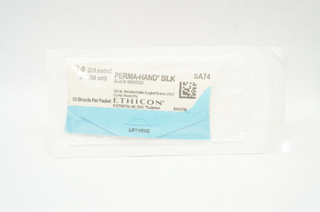 Ethicon SA74 3-0 PERMA-HAND Silk Black Braided Suture 24in.