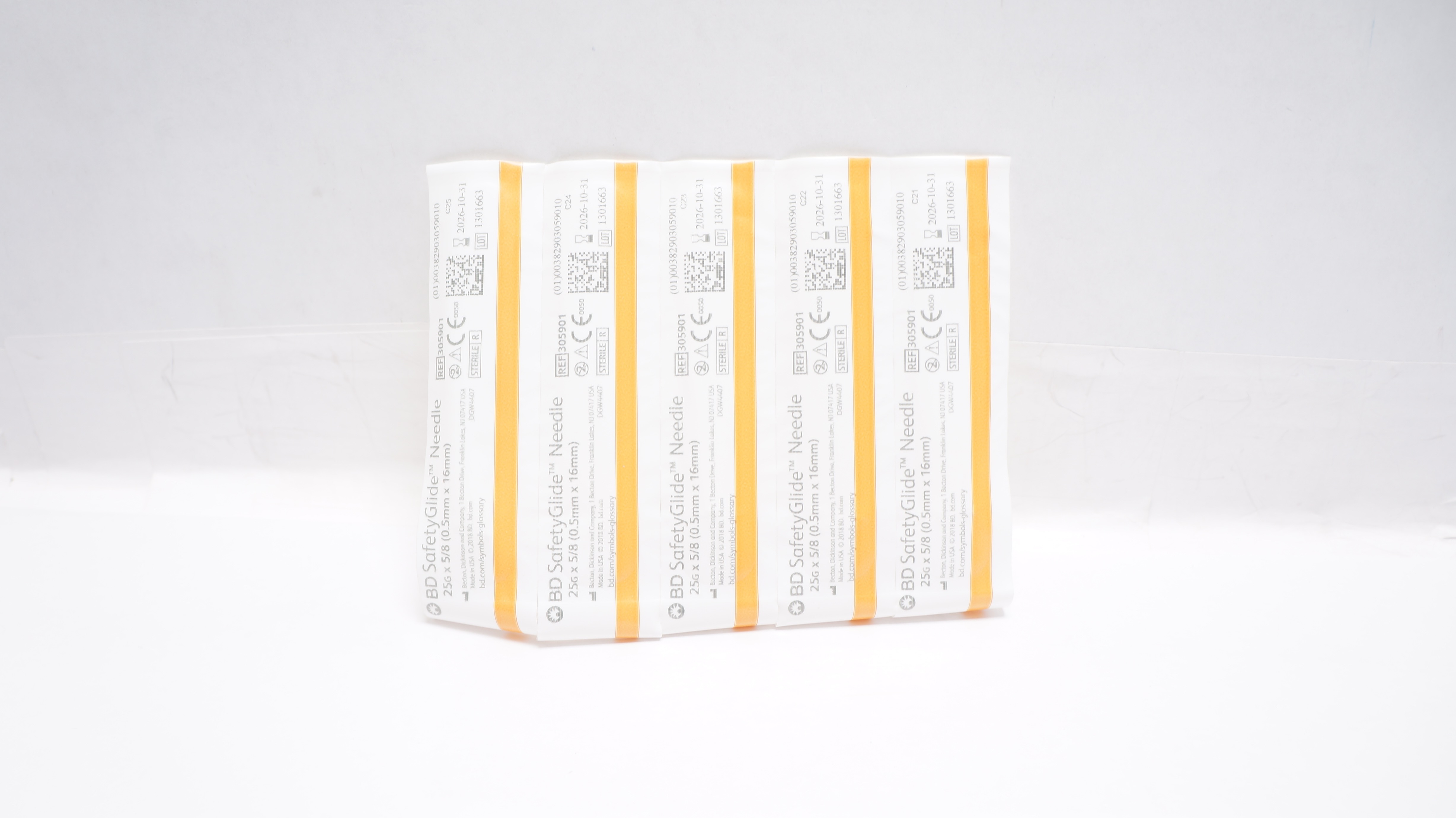 BD 305901 SafetyGlide Ndle 25G x 5/8 inch - 5 Packs