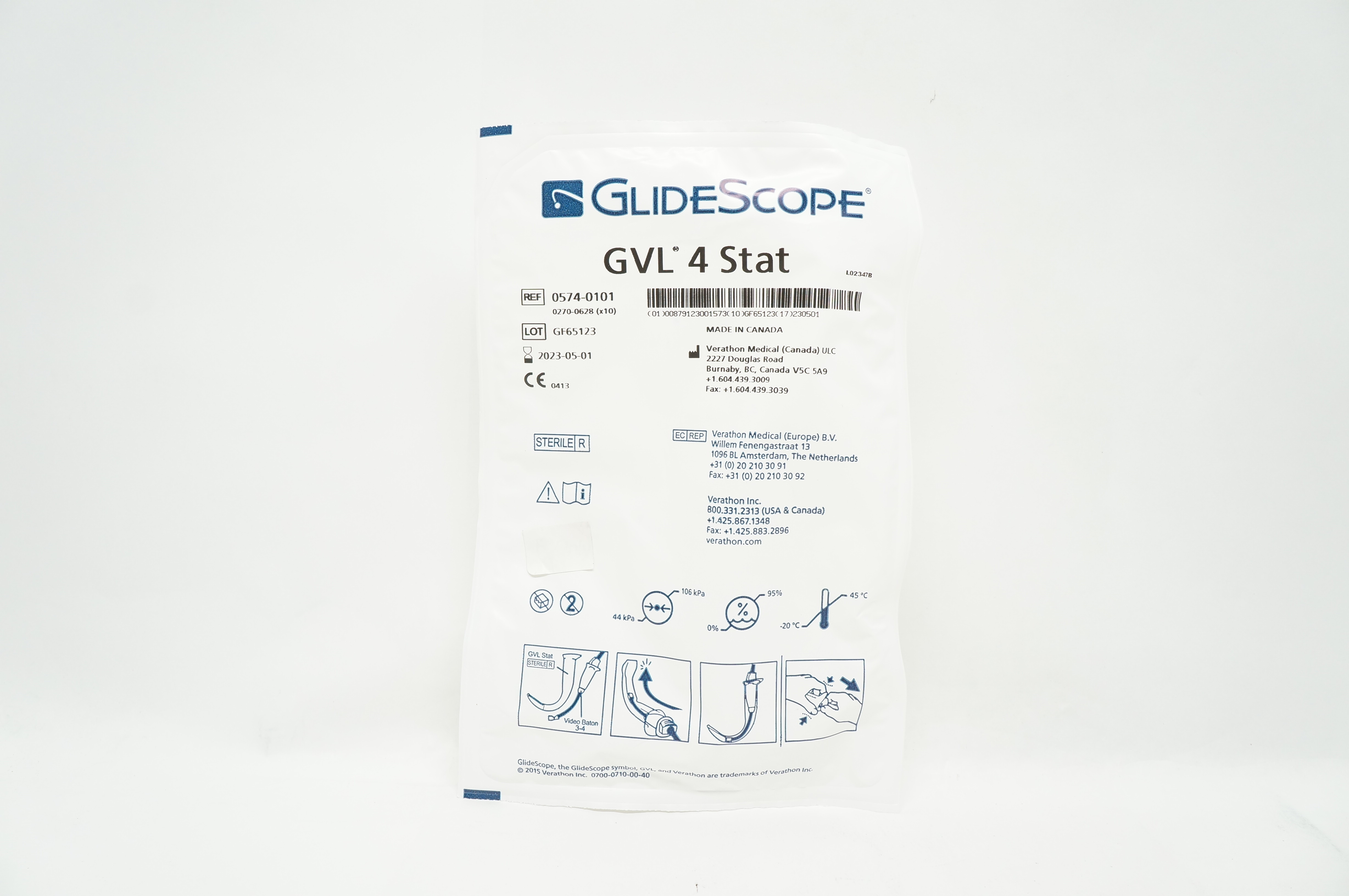 Verathon Medical 0574-0101 GlideScope Video Laryngoscope GVL 4 Stat