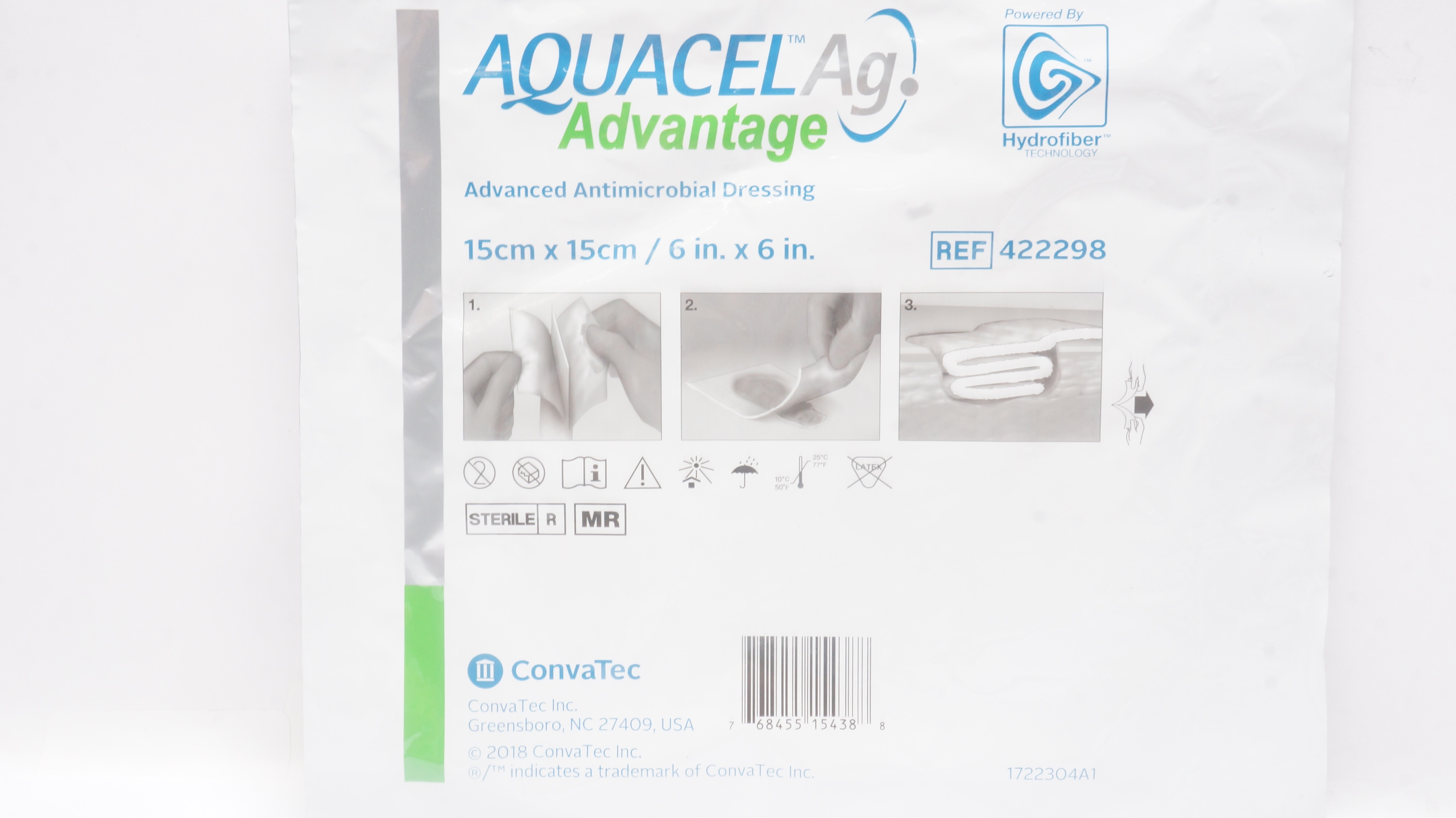 ConvaTec 422298 AquacelAg Advanced Antimicrobial Dressing 6 inch x 6 inch (x)