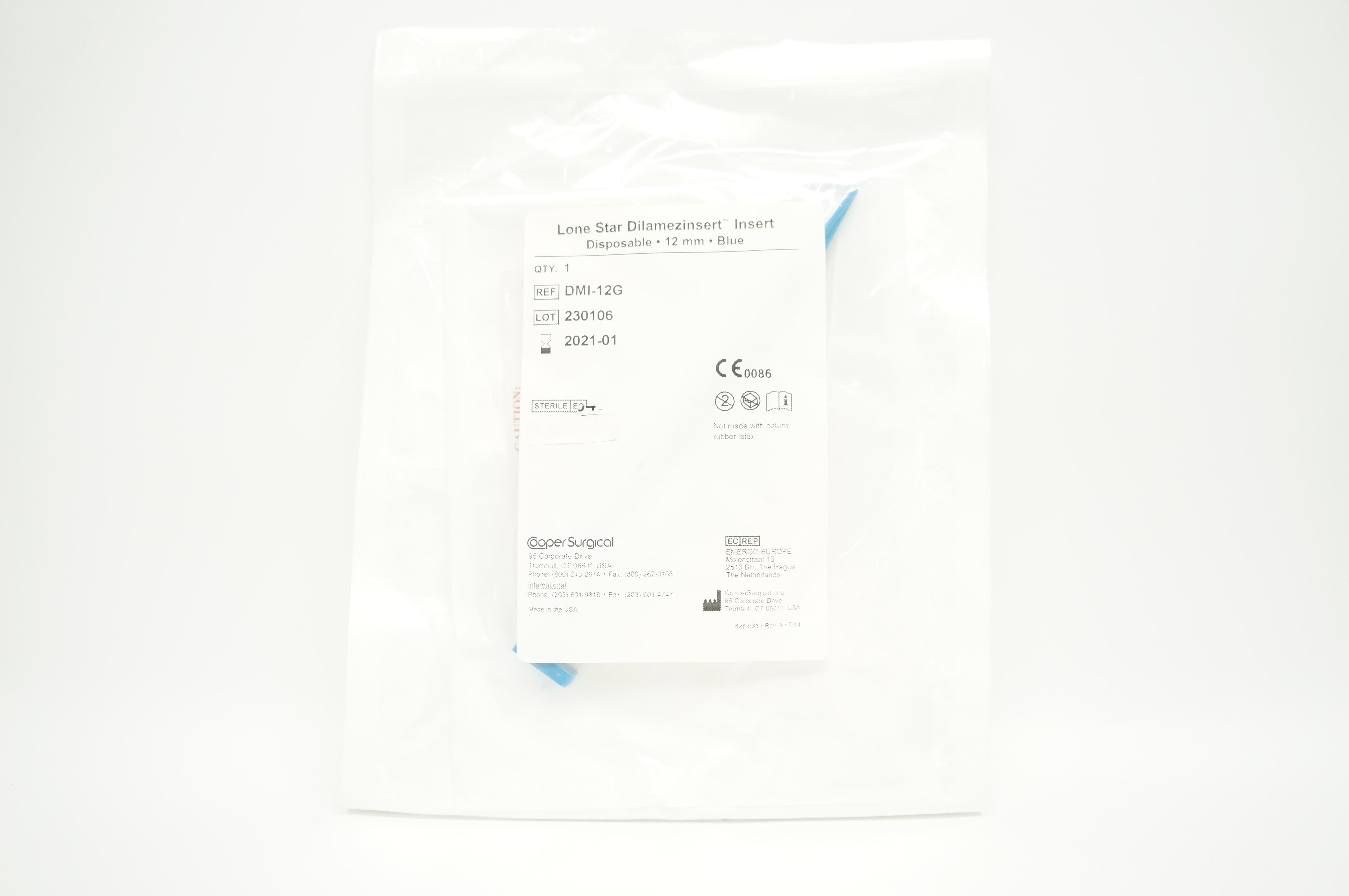 Cooper Surgical DMI-12G Lone Star Dilamezinsert Insert Disposable, Blue 12mm (x)