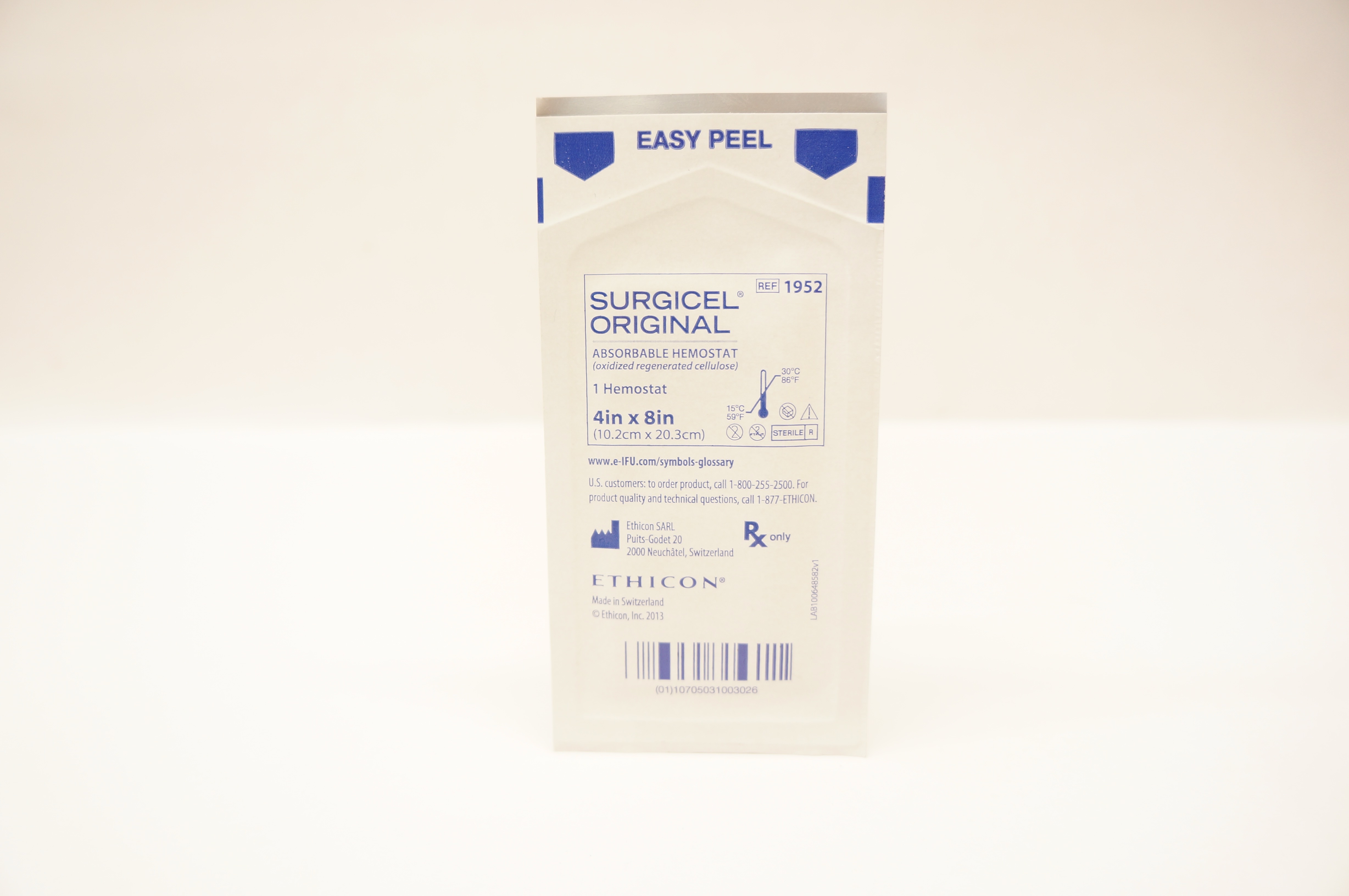 Ethicon 1952 Surgicel Original Absorbable Hemostat 4inch x 8inch