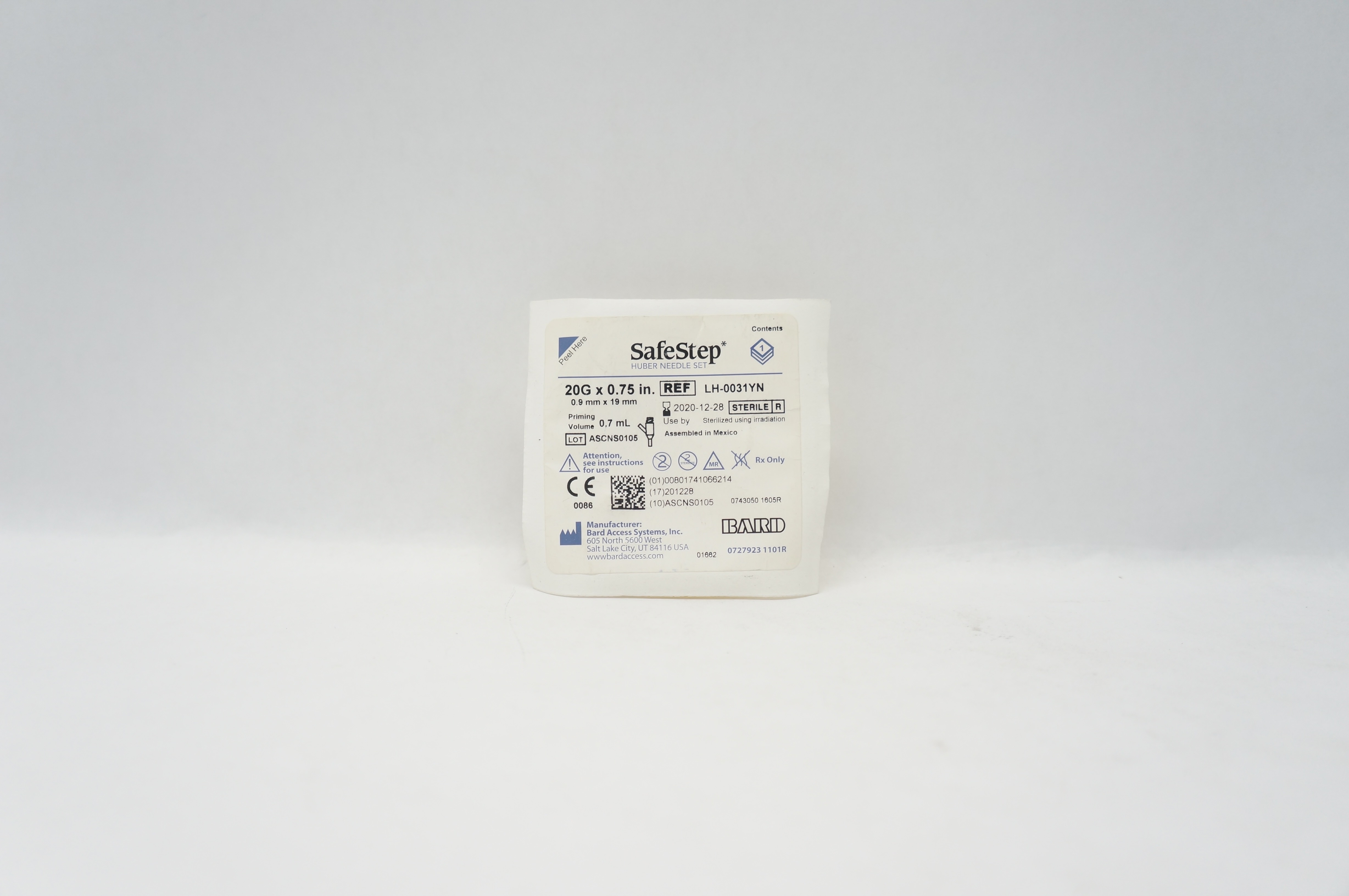 Bard LH-0031YN  SafeStep Huber Ndle. Set 20G x 0.75inch 0.7mL (x)