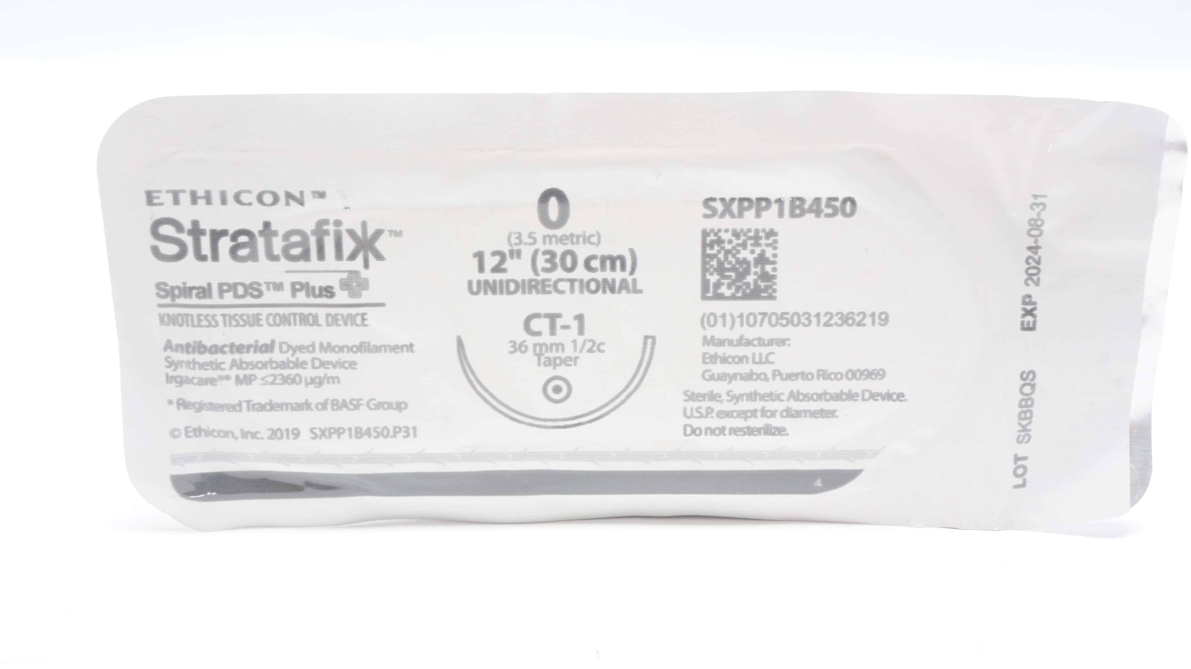 Ethicon SXPP1B450 0 Stratafix Antibacterial Device CT-1 36mm 1/2c Taper 12inch(x)
