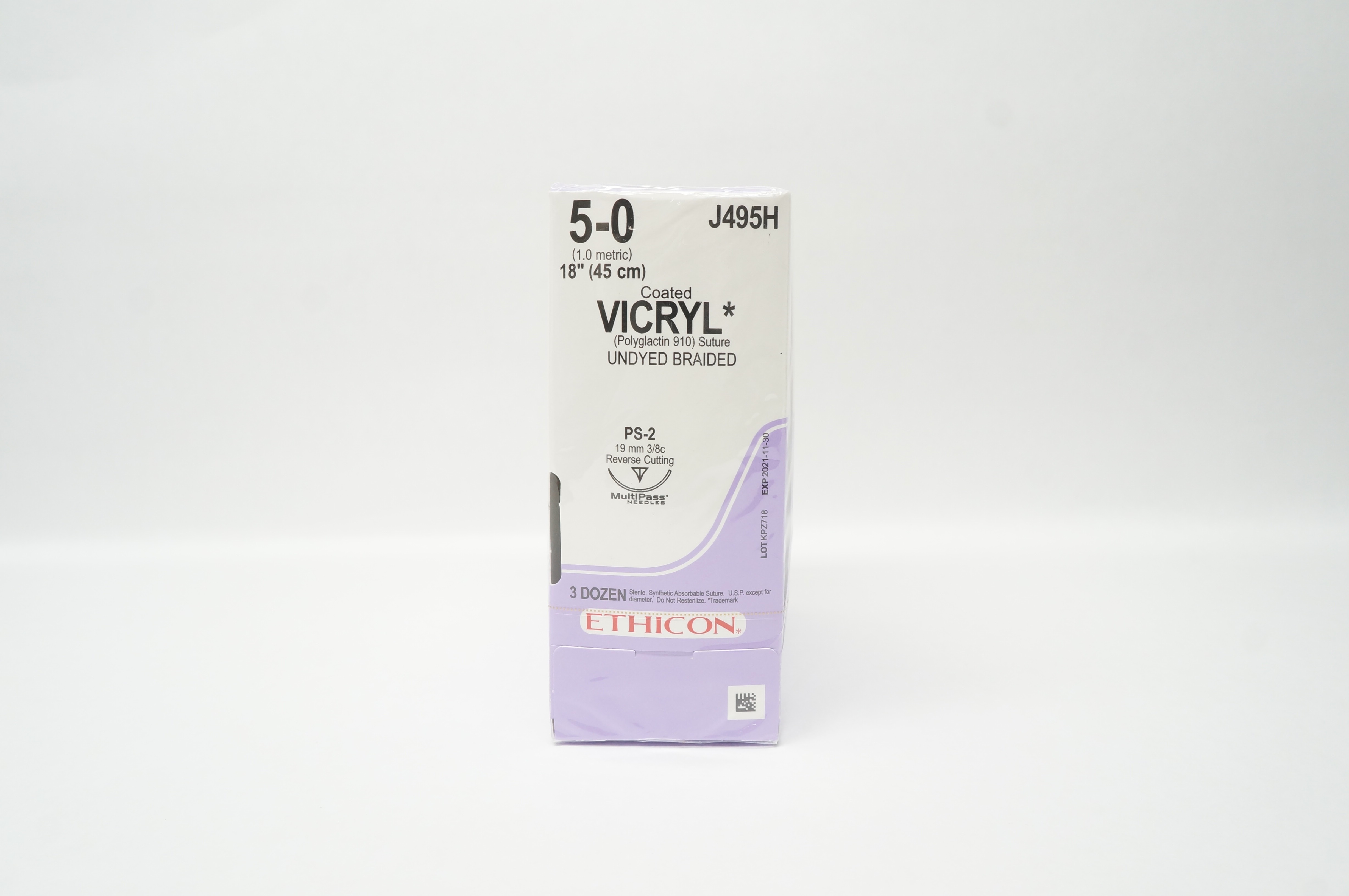 Ethicon J495H VICRYL PS-2 19mm Undyed Braided 18 - Box of 36 (x)