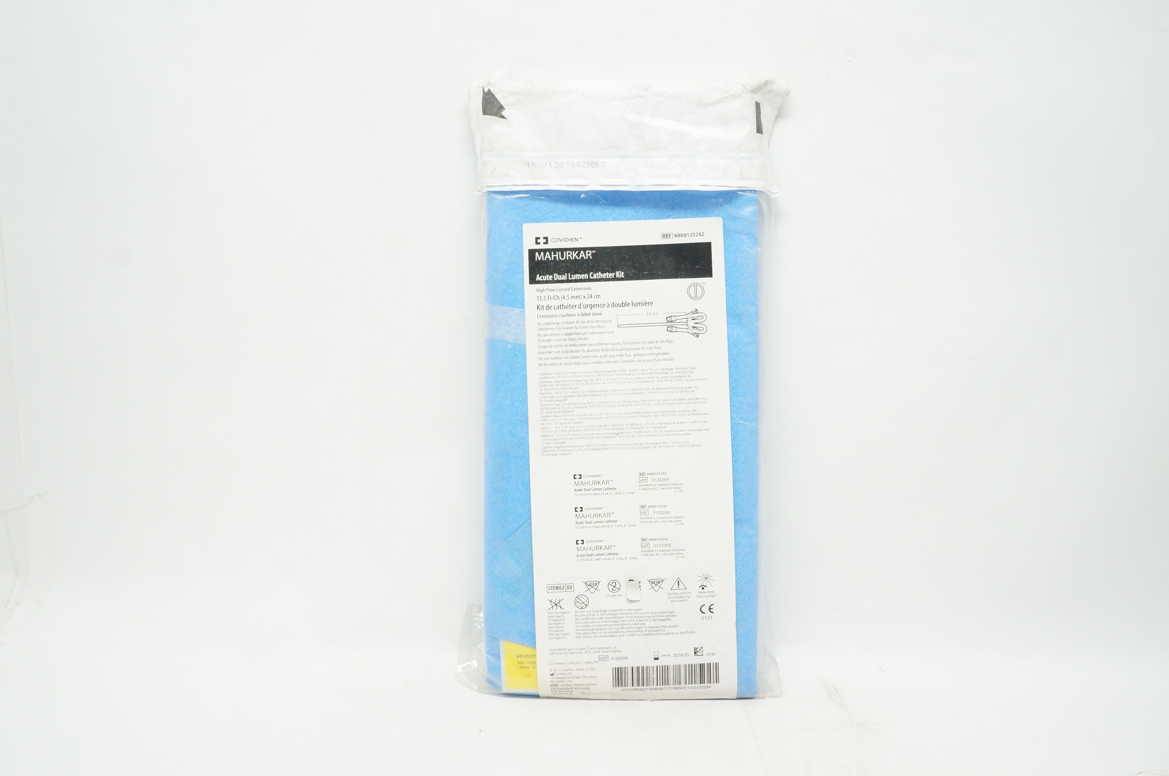 Covidien 8888135242 MAHURKAR Acute Dual Lumen Catheter Tray 13.5Fr x 24cm (x)