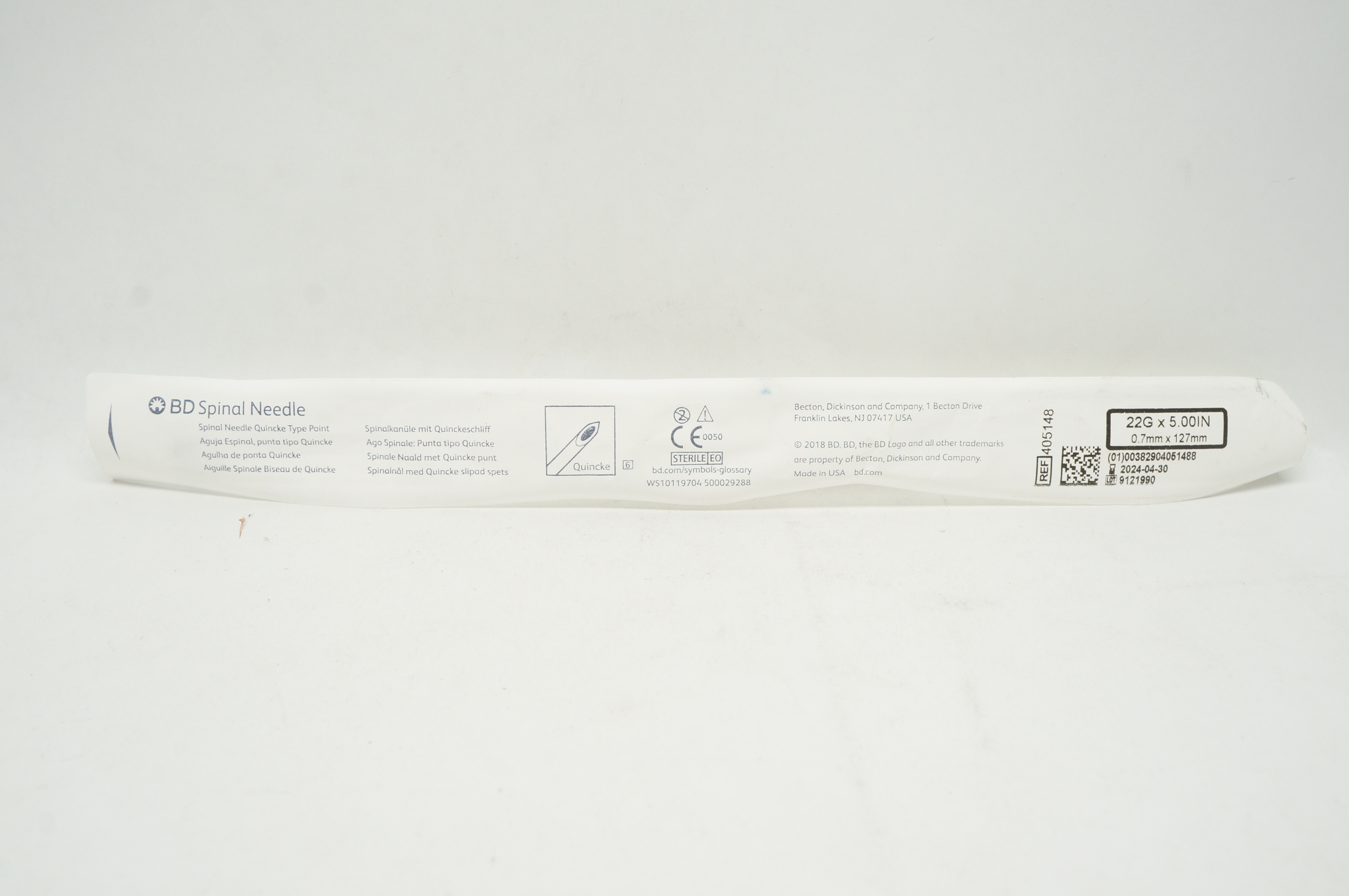 BD 405148 Spinal Ndle Quincke 22G x 5inch