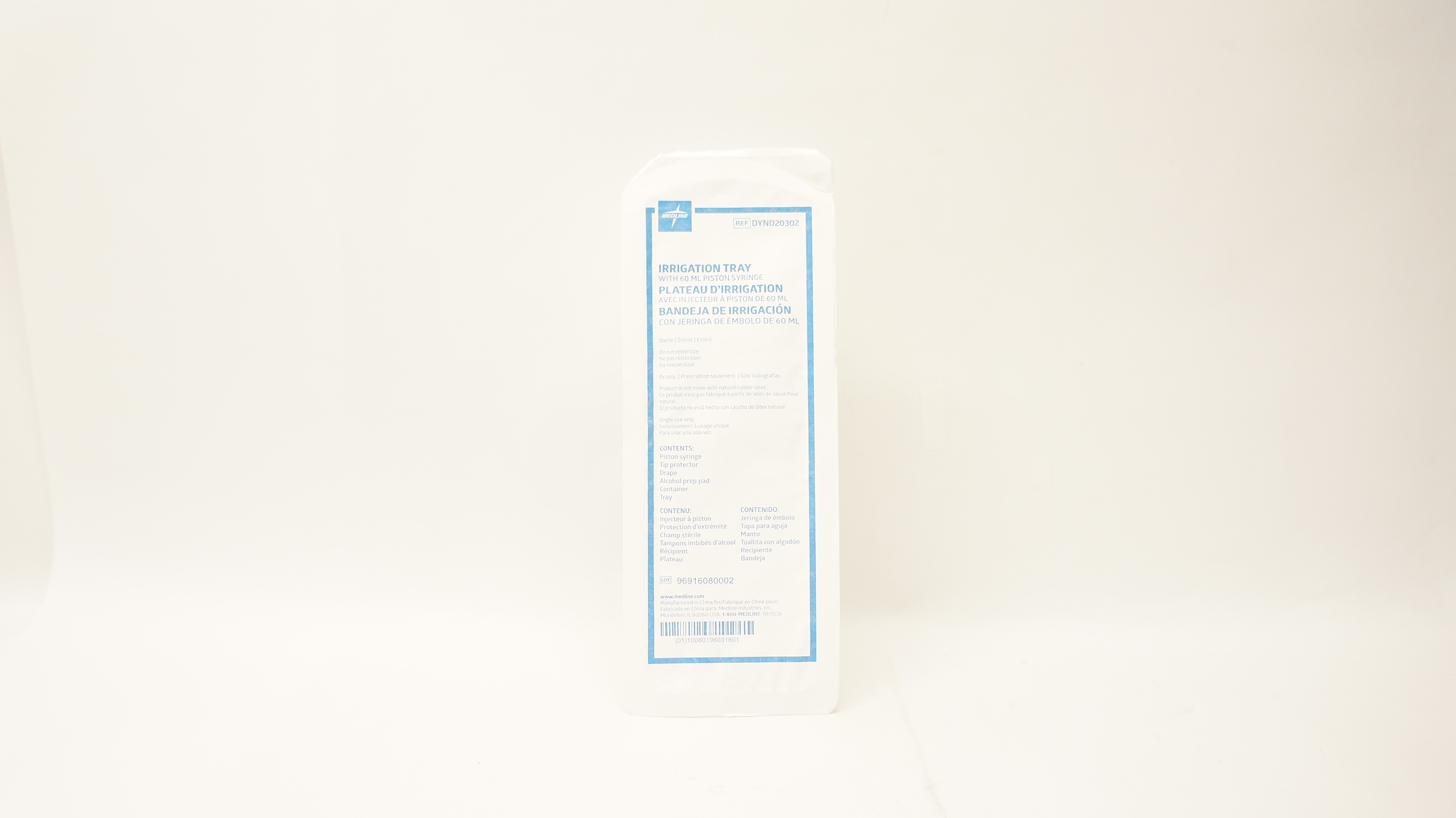 Medline DYND20302 Irrigation Tray with 60ml Piston Syringe